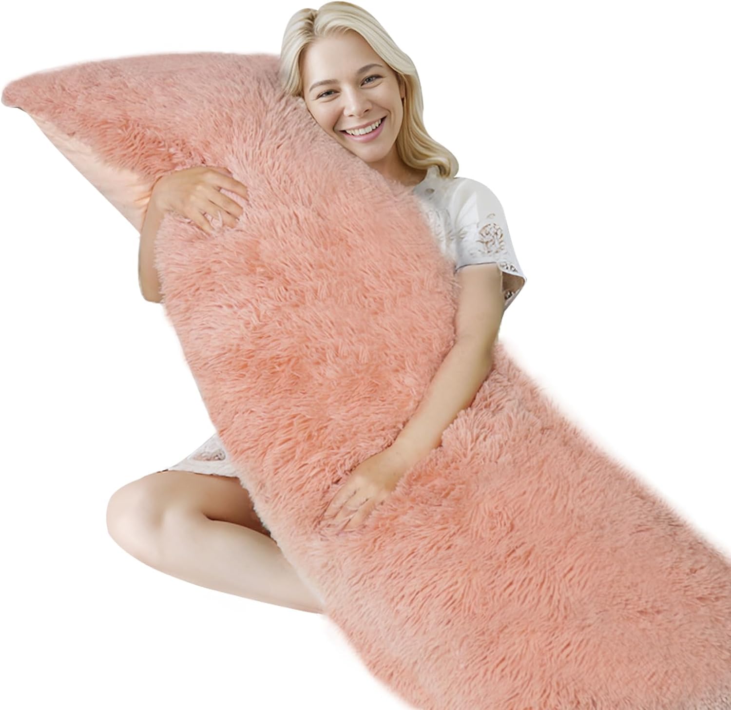 Zonli Fluffy Body Pillow, Full Body Pillows for Adults, Long Pillow for Sleeping with Removable Cover and Adjustable Filling for Side Sleep…