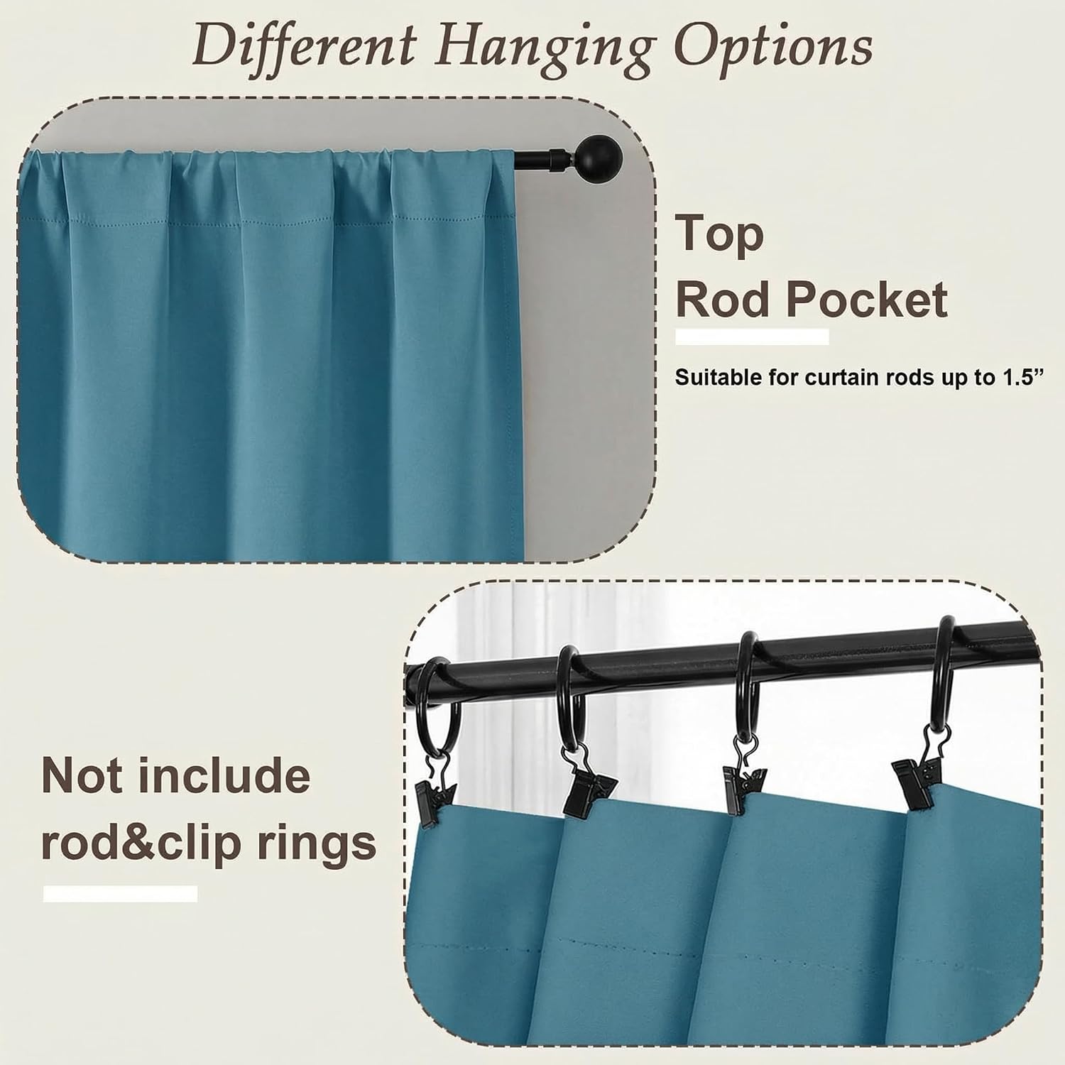 Gwine Turquoise Blackout Curtains for Bedroom 63 Inches Long - Thermal Insulated Noise Reducing Window Curtain Panels, Solid Room…