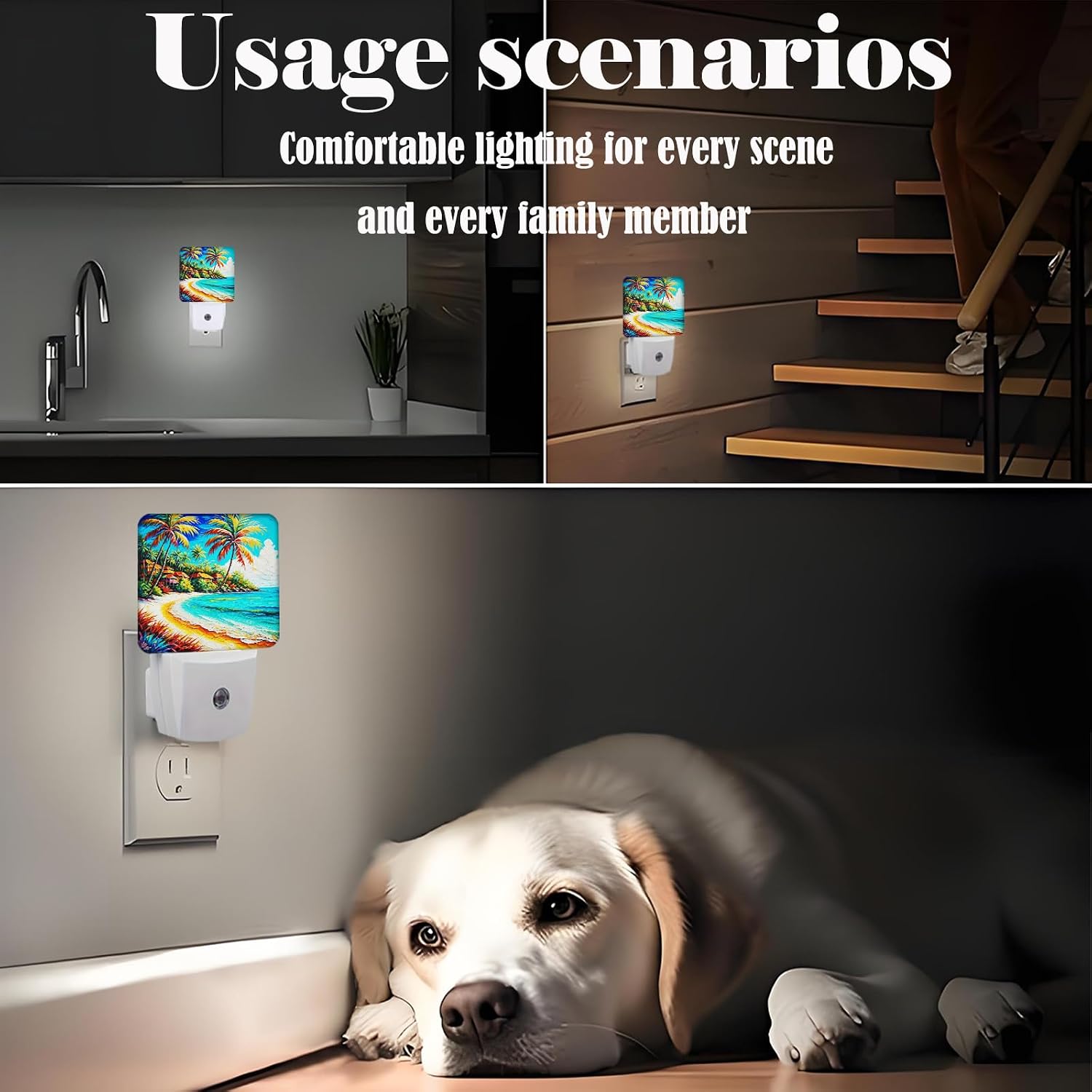 Seaside Town Night Light, Plug Into Wall Decor for Stairway, Hallway, Kitchen, Dusk to Dawn Sensor Nightlights for Boys/Girls/Women/Men Room…