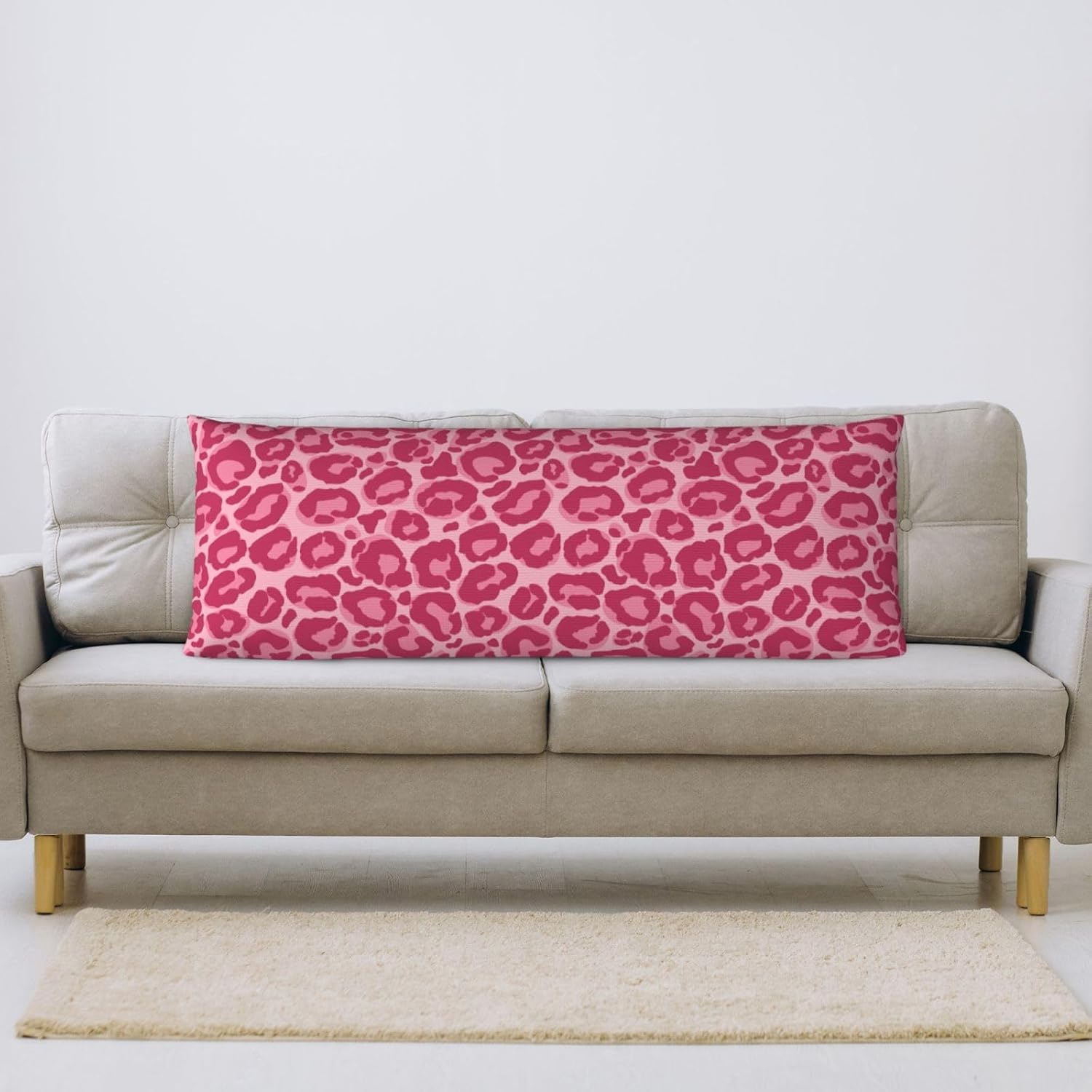 Sovvin Pink Leopard Print Body Pillow Cover Long Pillow Case with Zipper Decorative Soft Cushion Bedding Pillowcase for Couch Bedroo…