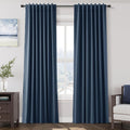 Nanspring Denim Blue 100% Blackout Linen Curtains 84 Inch Length 2 Panels Set for Bedroom Back Tab Modern Farmhouse Decor Black Out Curtain…