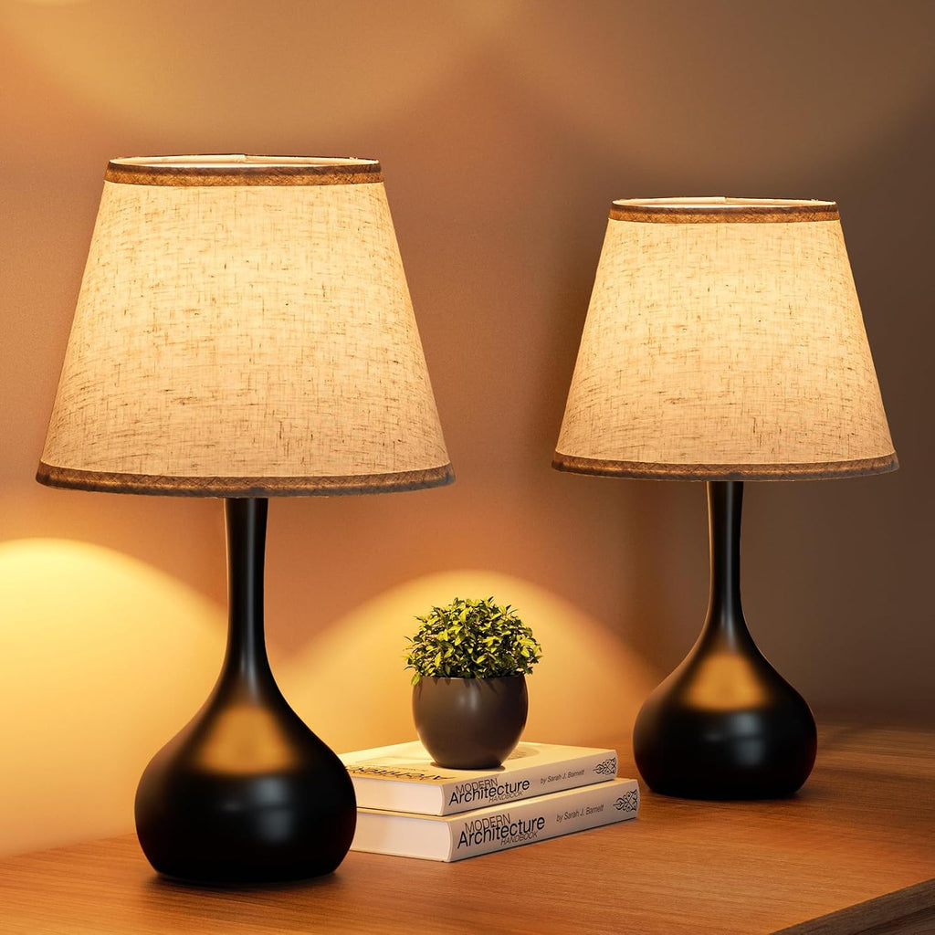 ONEWISH Touch Bedside Lamp Set of 2, Farmhouse 3-Way Dimmable Table Lamps for Nightstand with Fabric Shade, Desk Lamp for Reading…