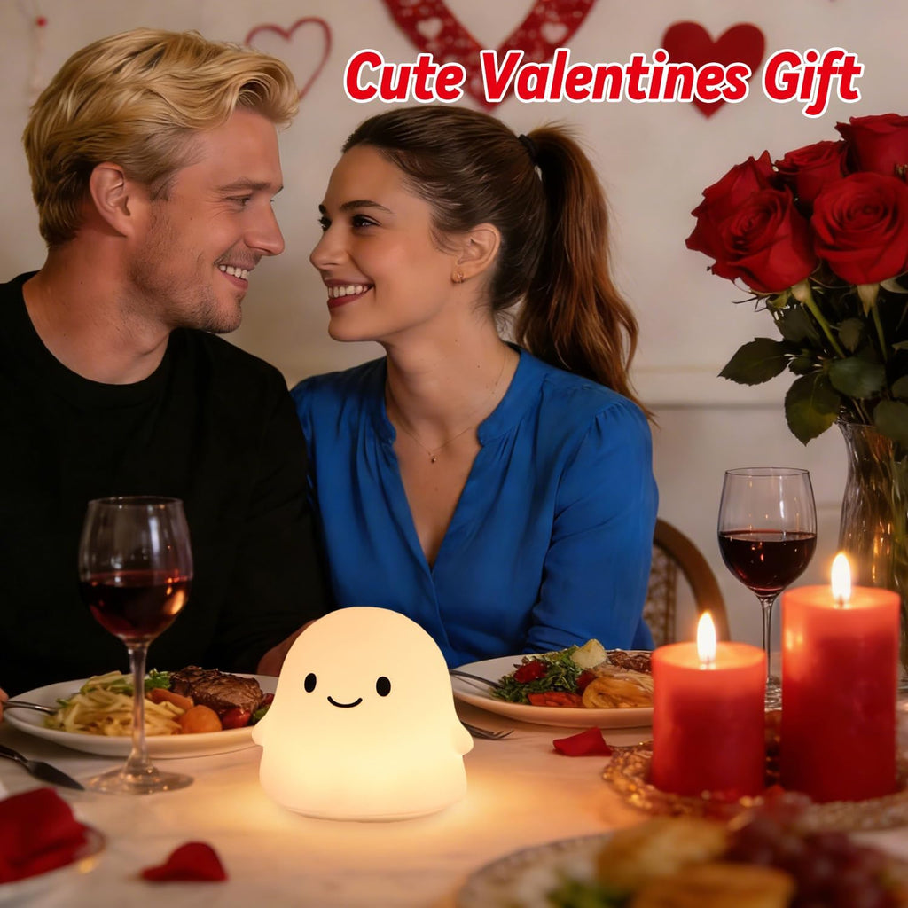 Daixinde Ghost Night Light, Squishy Halloween Gifts with 50Hrs Battery, Tap Control 2 Brightness, 30Min Auto-Off, Rechargeable Cloud Lamp f…