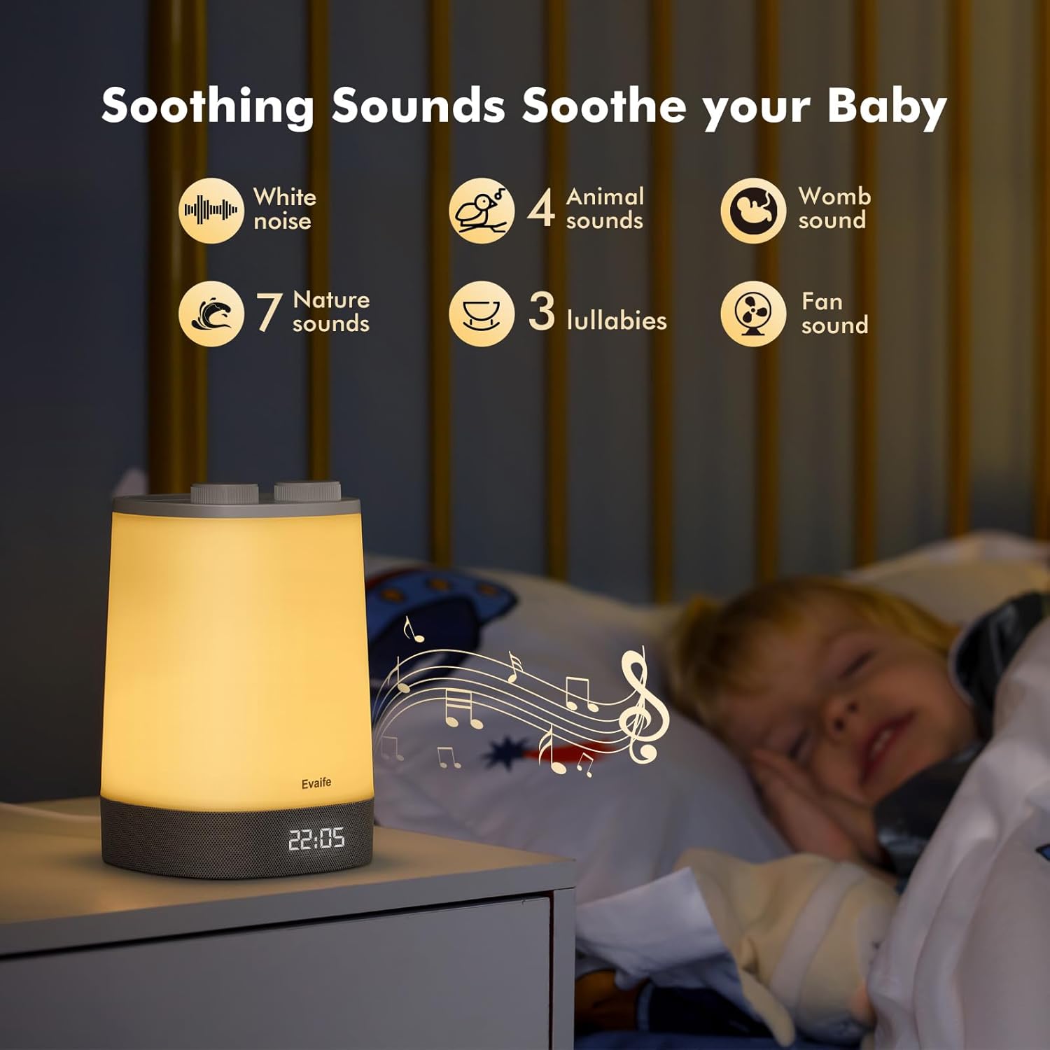 Baby Sound Machine, Nursery Night Light for Kids, Alarm Clock, White Noise Machine for Sleeping, OK to Wake Clock for Toddlers, APP…
