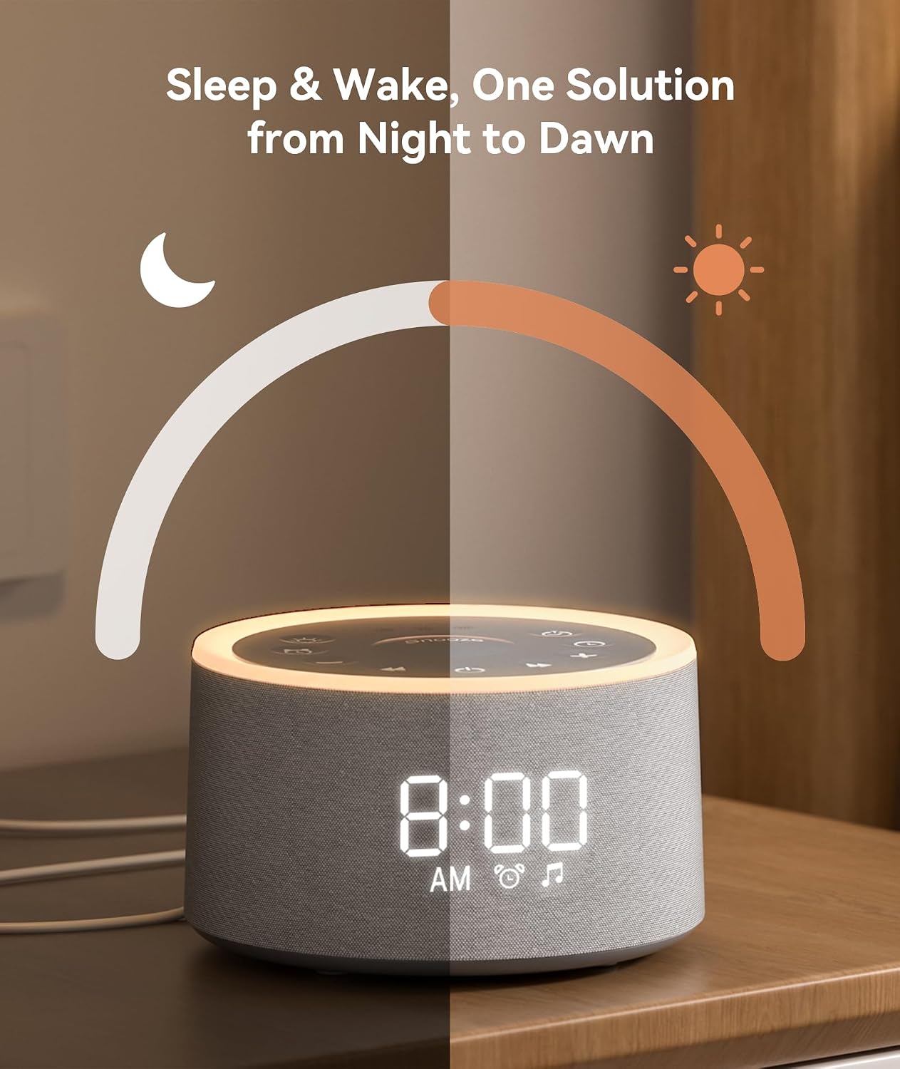 Dreamegg D1+ Sound Machine & Alarm Clock - Sound Machine for Sleep, White Noise Machine with 29 Soothing Sounds, Night Light, 0-100%…