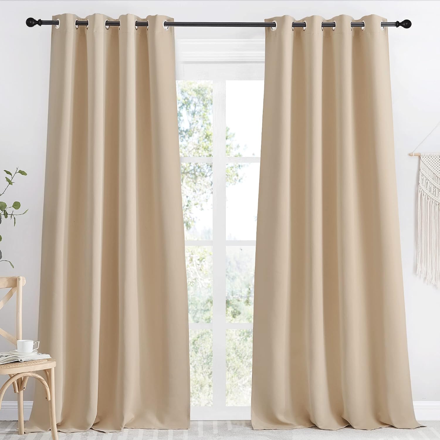 NICETOWN Room Darkening Biscotti Beige Curtain, 55x90 inches, 1 Piece, Modern Design Light Reducing & Privacy Protection Short Window…
