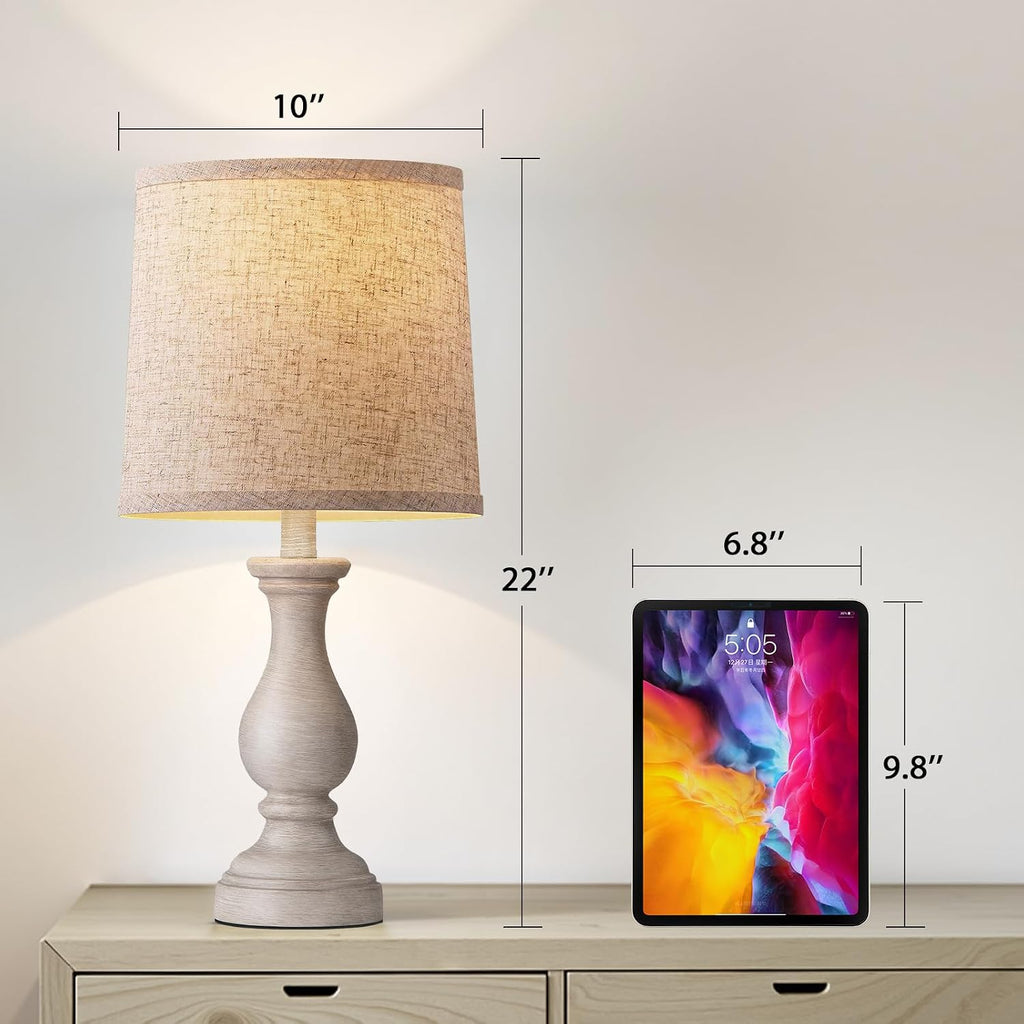 Seealle Farmhouse Table Lamps - 22" Rustic Lamp for Bedroom Living Room, Boho Bedside Lamps for Night Stands End Table Office Desk Lamp…