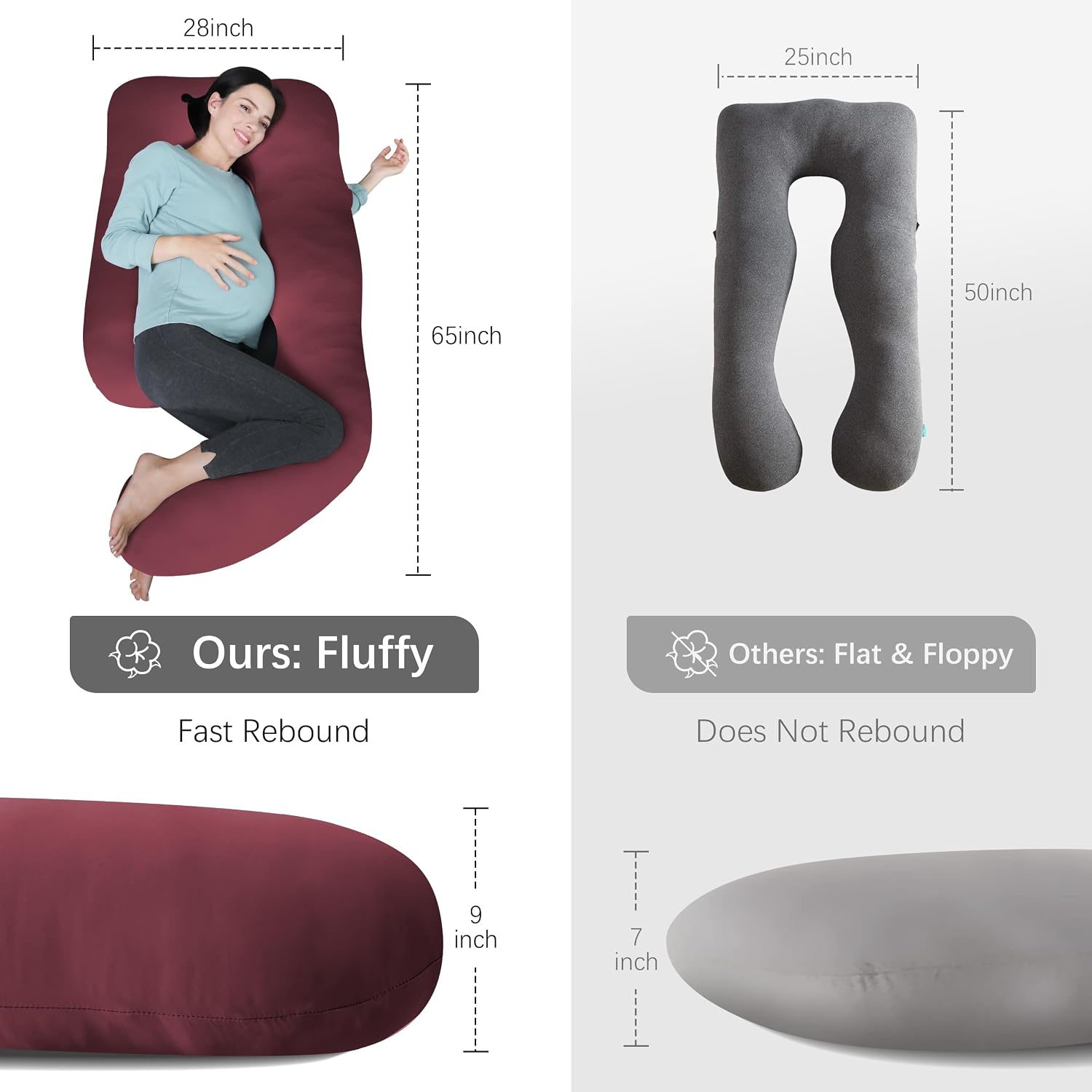 Moonpark MOON PARK Pregnancy Pillows for Sleeping - U Shaped Full Body Maternity Pillow with Removable Cover - Support for Back, Legs, Bell…