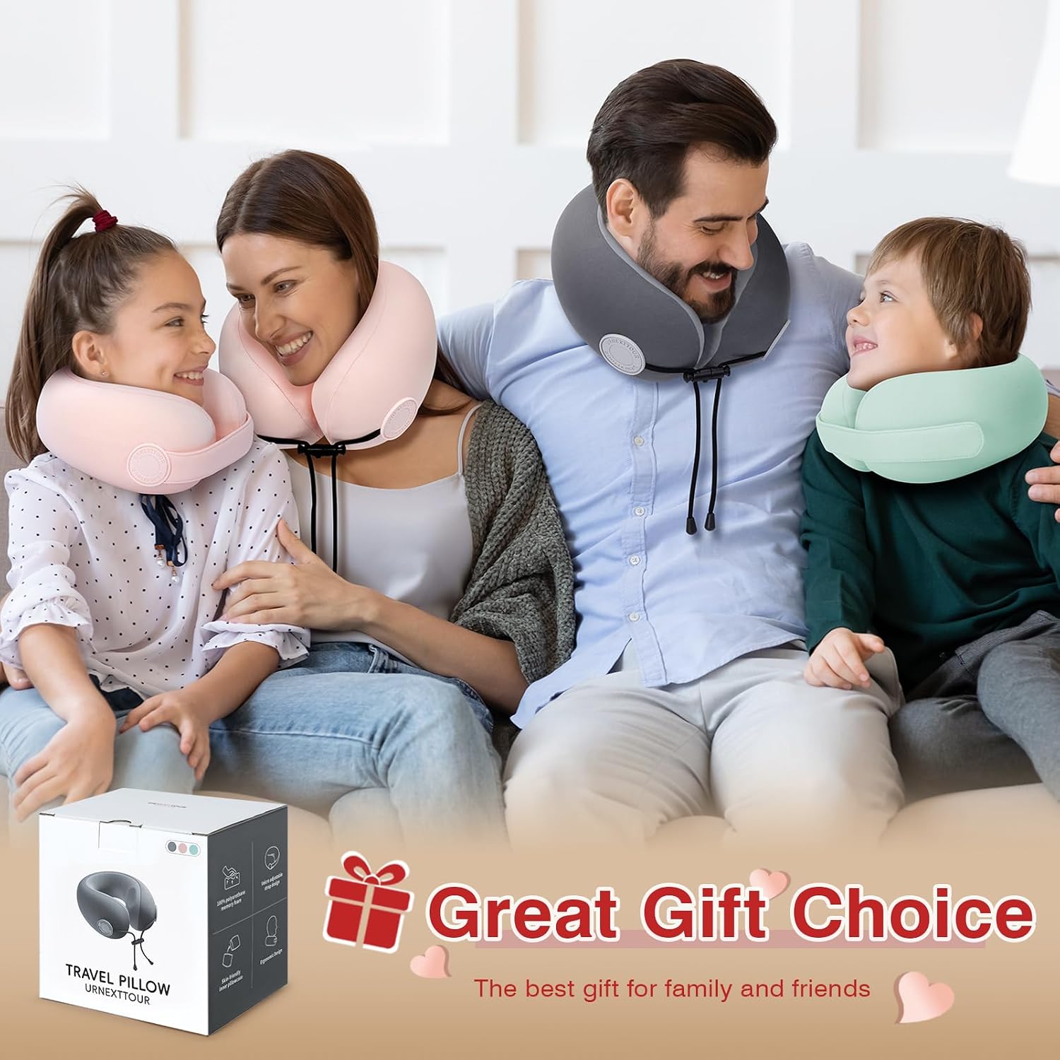 urnexttour Travel Neck Pillows for Airplane Adults, Memory Foam Neck Support Travelling Pillow with Washable Cotton Pillowcases and…