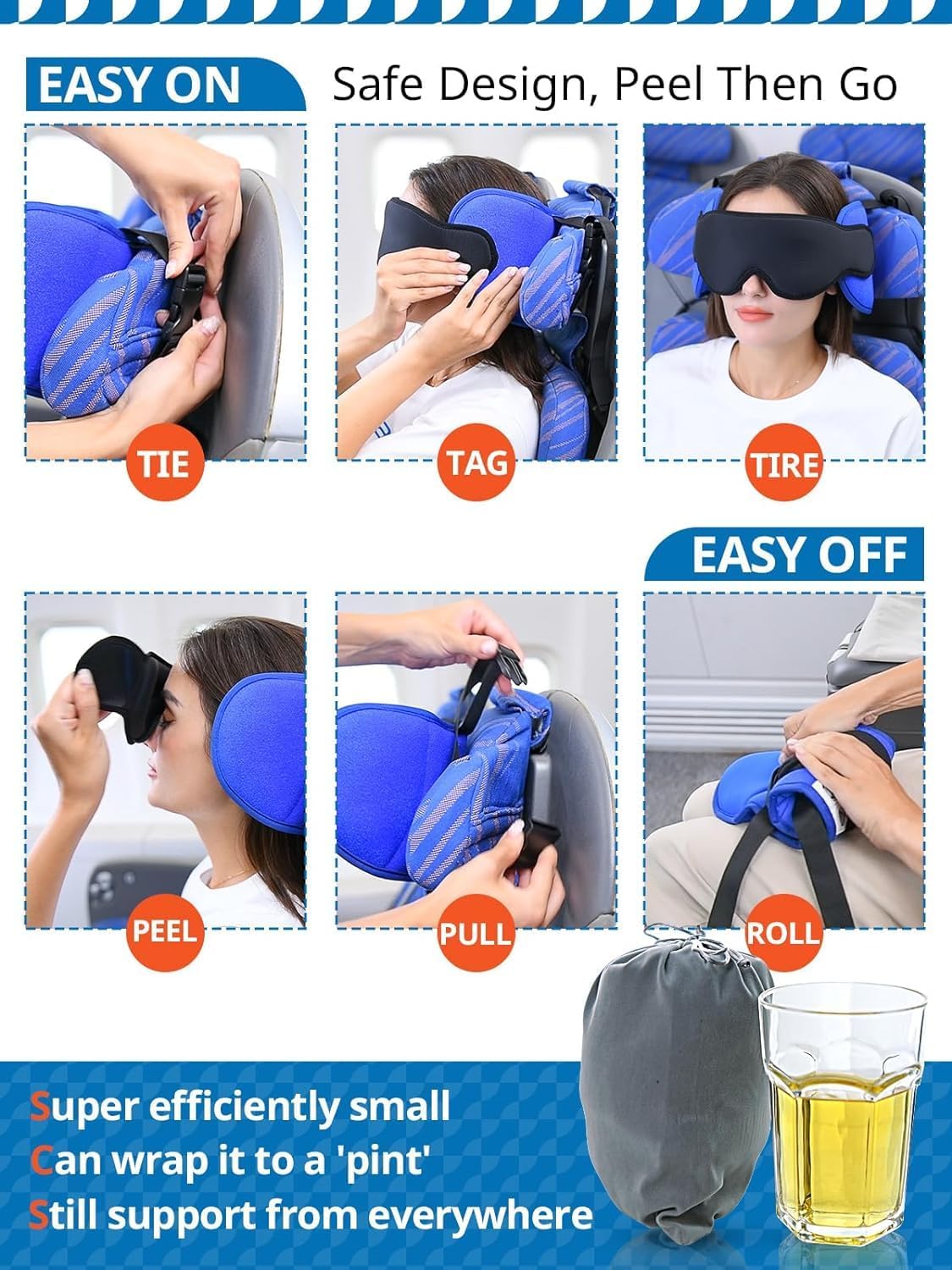 SARISUN Travel Pillows for Airplanes, Airplane Pillow for Long Flight, Airplane Head Strap with Eye Mask for Sleep, Travel Neck Pillow…