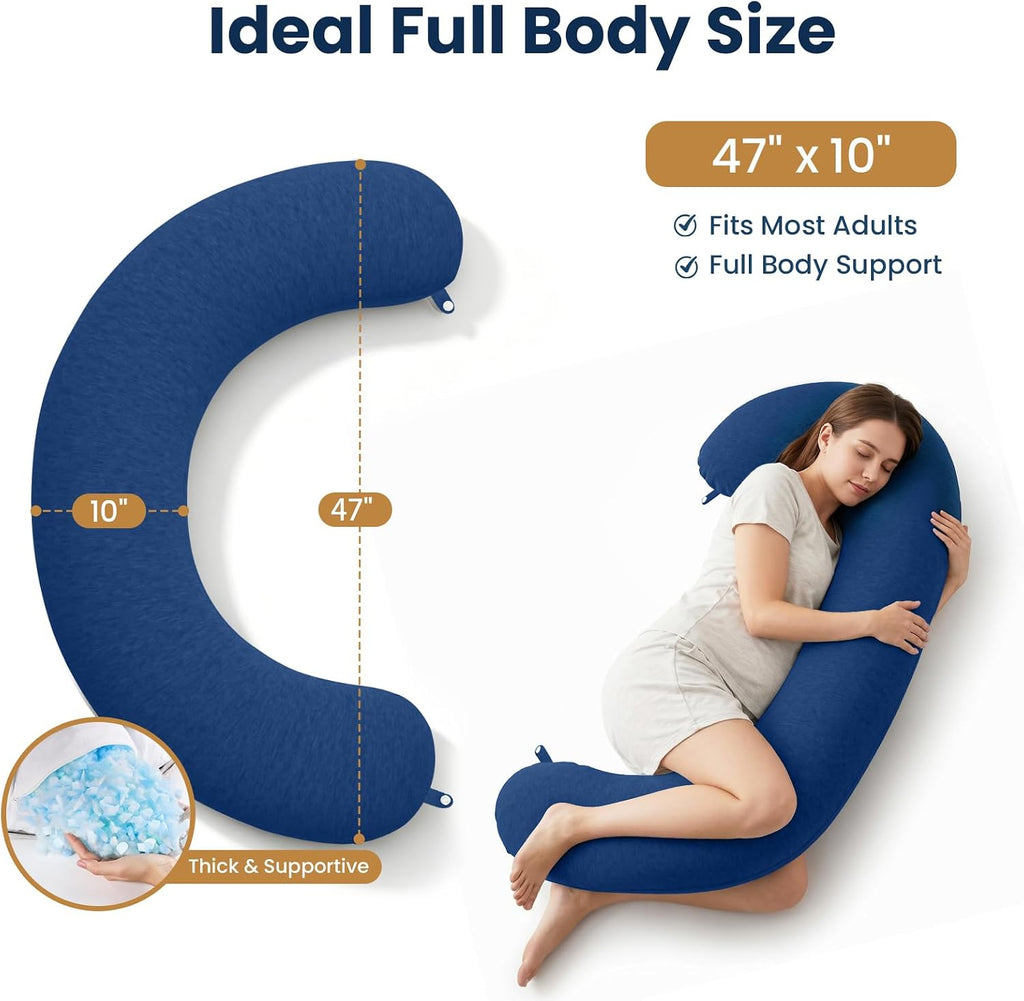 TranquilRelax TranquilRelax C Shaped Body Pillow for Side Sleepers, Memory Foam Long Pillow for Leg, Hip & Back Support, Soft Washab…