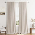 Guken 100% Blackout Curtains 84 Inch Length 2 Panels Set for Living Room Bedroom Back Tab Thermal Insulated Black Out Linen Drapes Room Dar…
