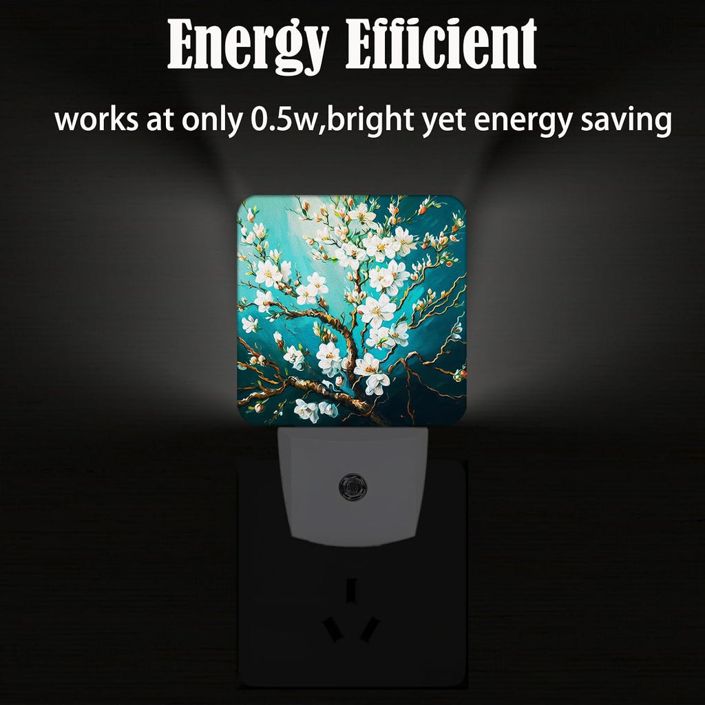 Blossoming Almond Tree Night Light, Plug-in Nightlights Auto Sensor Night Lamp Dusk to Dawn Lamp Home Decor for Nursery Children Girls Boys