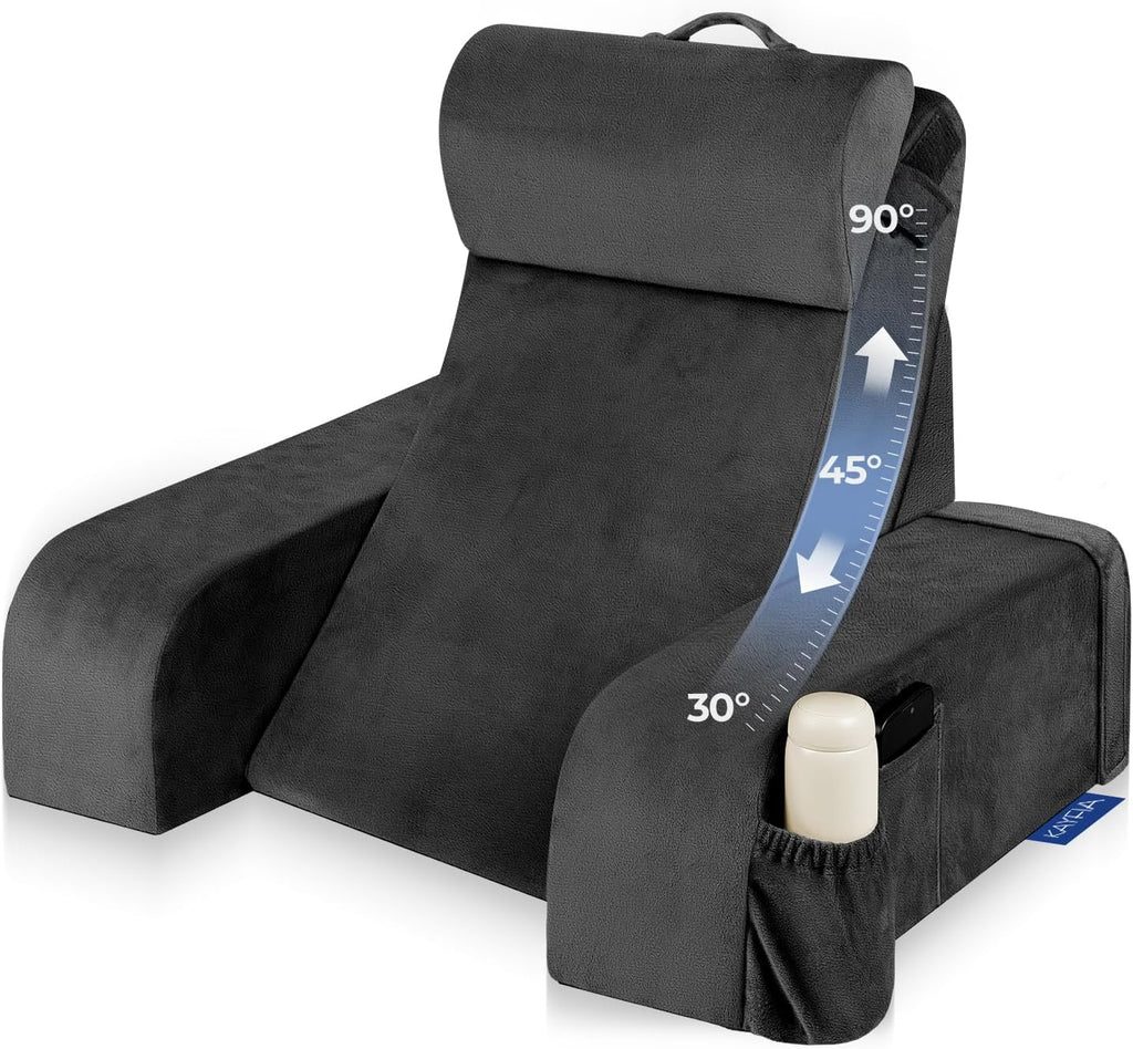 Kayfia Reading Pillow with 30-90° Stepless Adjustable Angle & Height, 2 in 1 Back Wedge Pillow for Bed Sitting up, Backrest Pillow for…