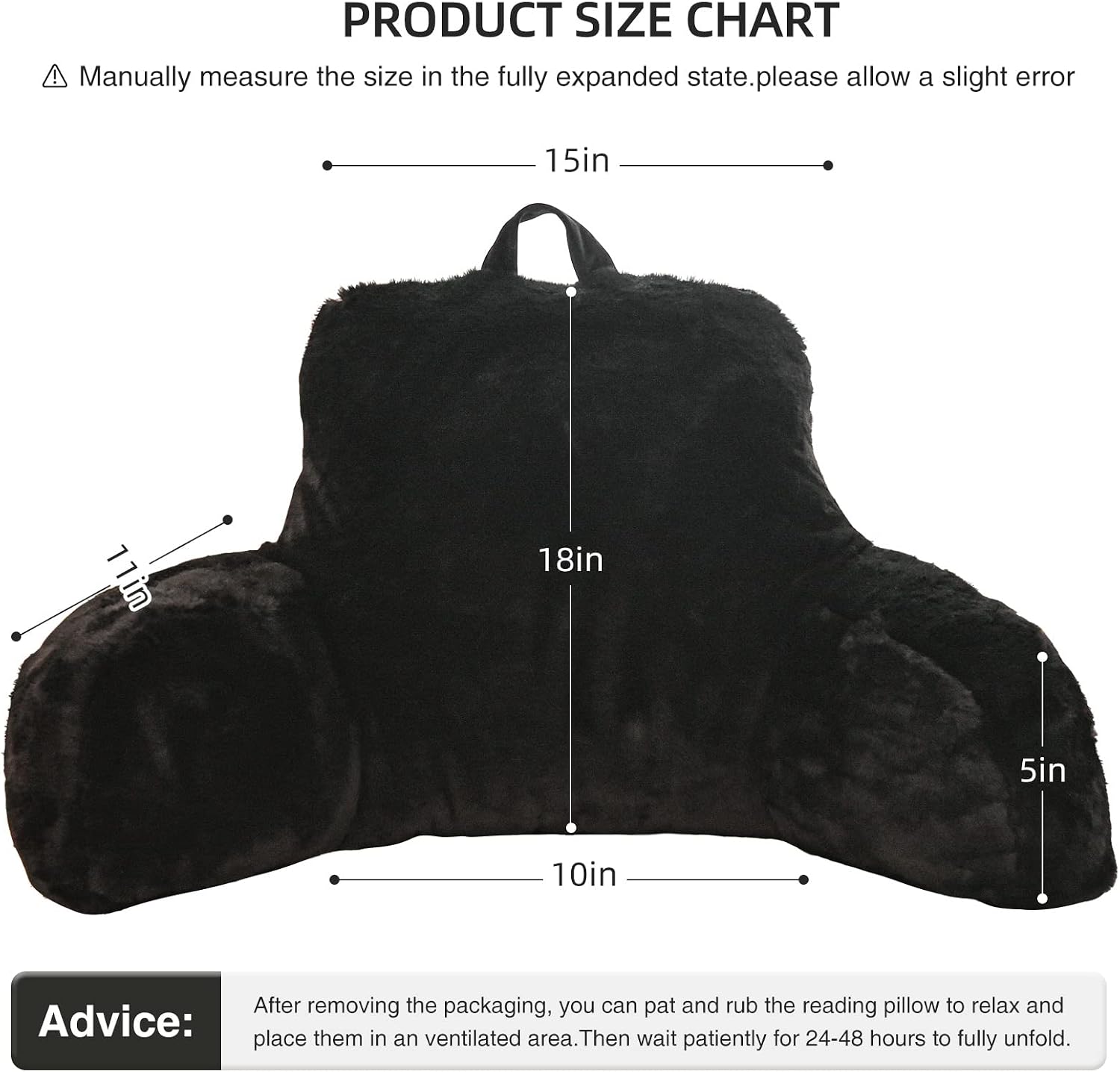 Aimuan Reading Pillow Bed Rest Pillow with Arms Rabbit Fur Cushion for Adults Teens Incline Rest Sitting up & Sleeping Snoring Pillow…