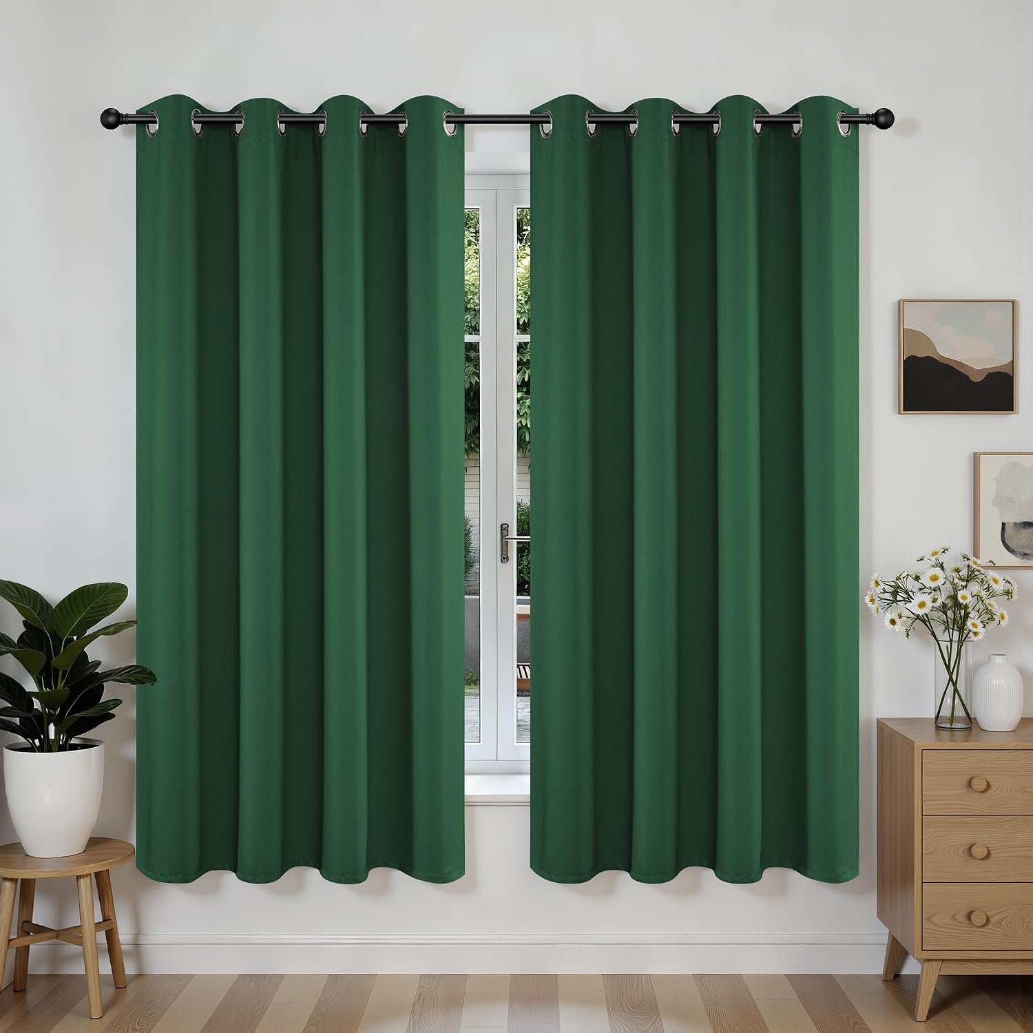 Joydeco Blackout Curtains 63 Inchs Long 42 Wide Black Out Curtains 2 Panels, Thermal Insulated Long Curtain& Drapes Room Darkening Grommet…
