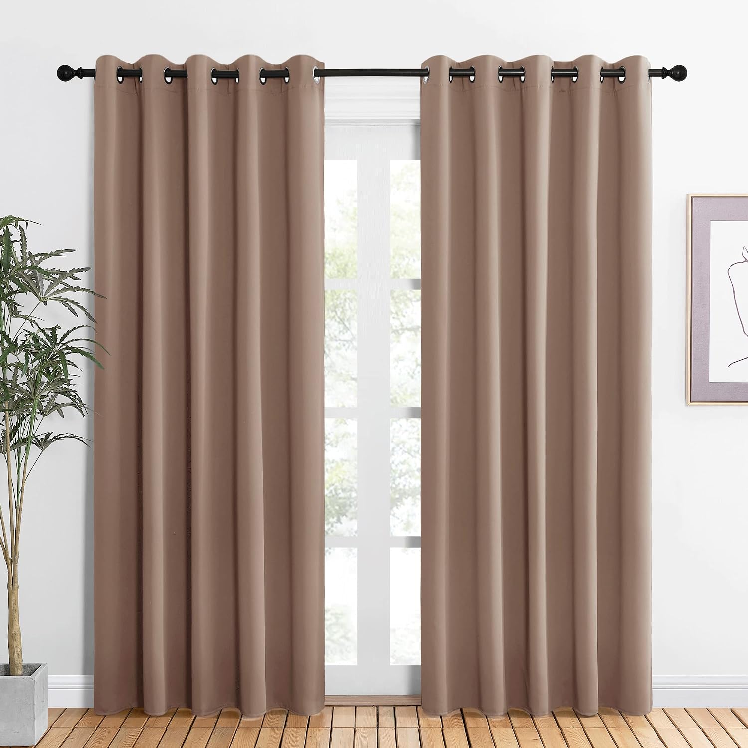 NICETOWN Window Draperies Blackout Curtain Panels, Window Treatment Thermal Insulated Solid Grommet Blackout Drapes for Bedroom (One…