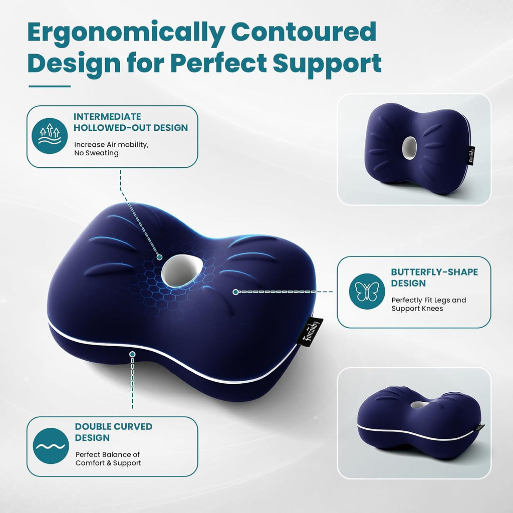 Knee Pillow for Side Sleepers - Smooth Spine Alignment Pillow, Memory Foam Knee Pillows for Back Hip Pain, Spine Aligning, Sciatica…
