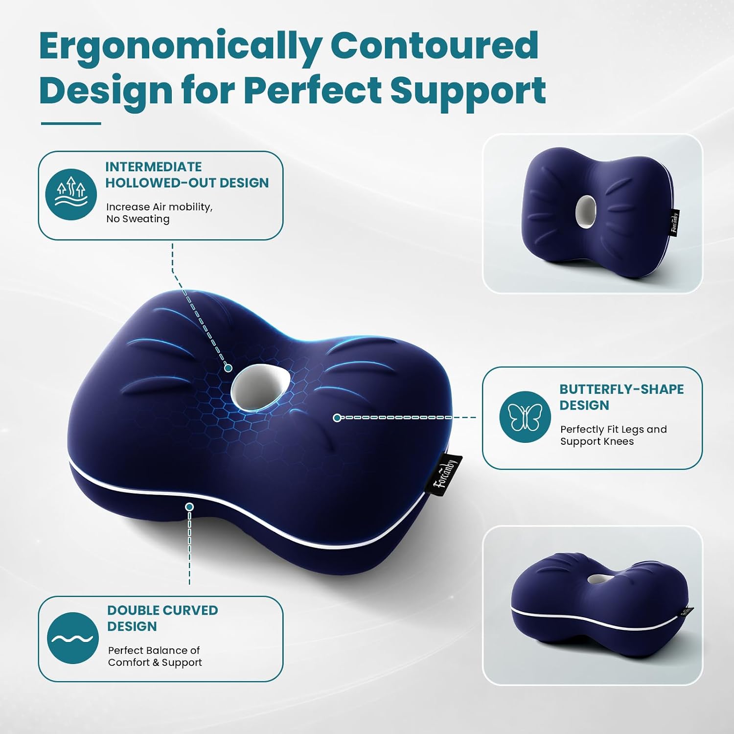 Knee Pillow for Side Sleepers - Smooth Spine Alignment Pillow, Memory Foam Knee Pillows for Back Hip Pain, Spine Aligning, Sciatica…