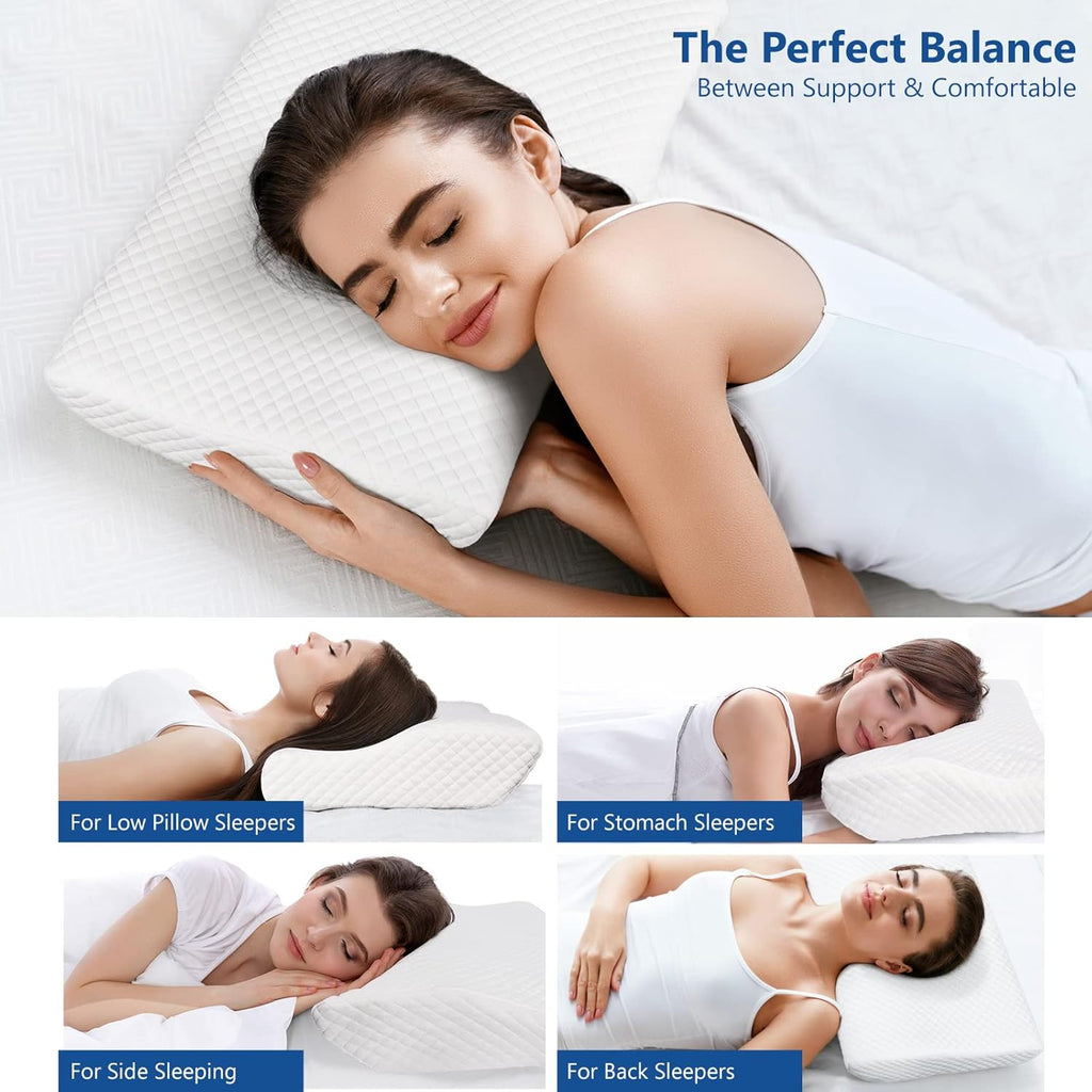 Zamat Memory Foam Pillow for Neck, Adjustable Ergonomic Cervical Sleeping, Orthopedic with Washable Cover, Bed Pillows Side, Back, Stomach…