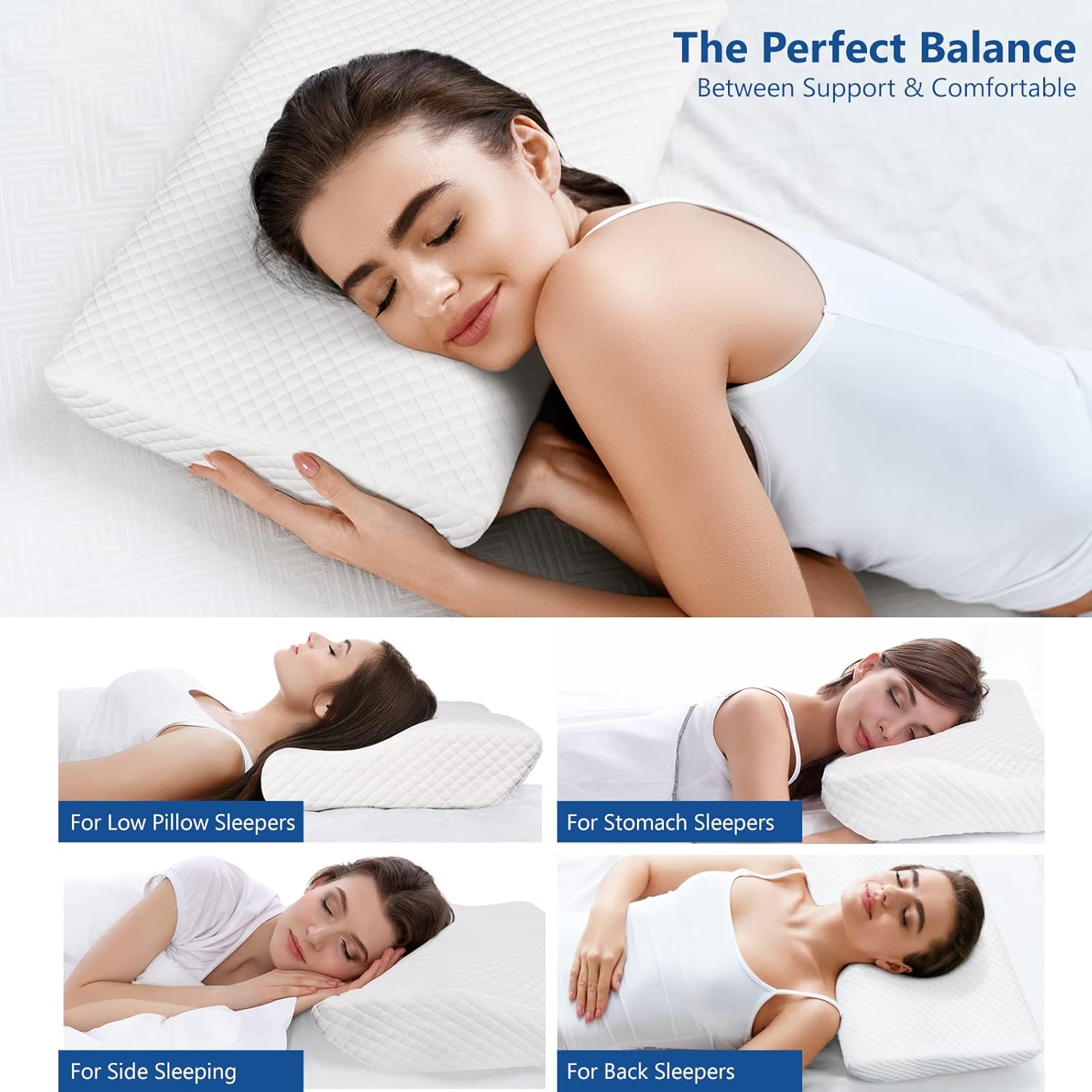 Zamat Memory Foam Pillow for Neck, Adjustable Ergonomic Cervical Sleeping, Orthopedic with Washable Cover, Bed Pillows Side, Back, Stomach…