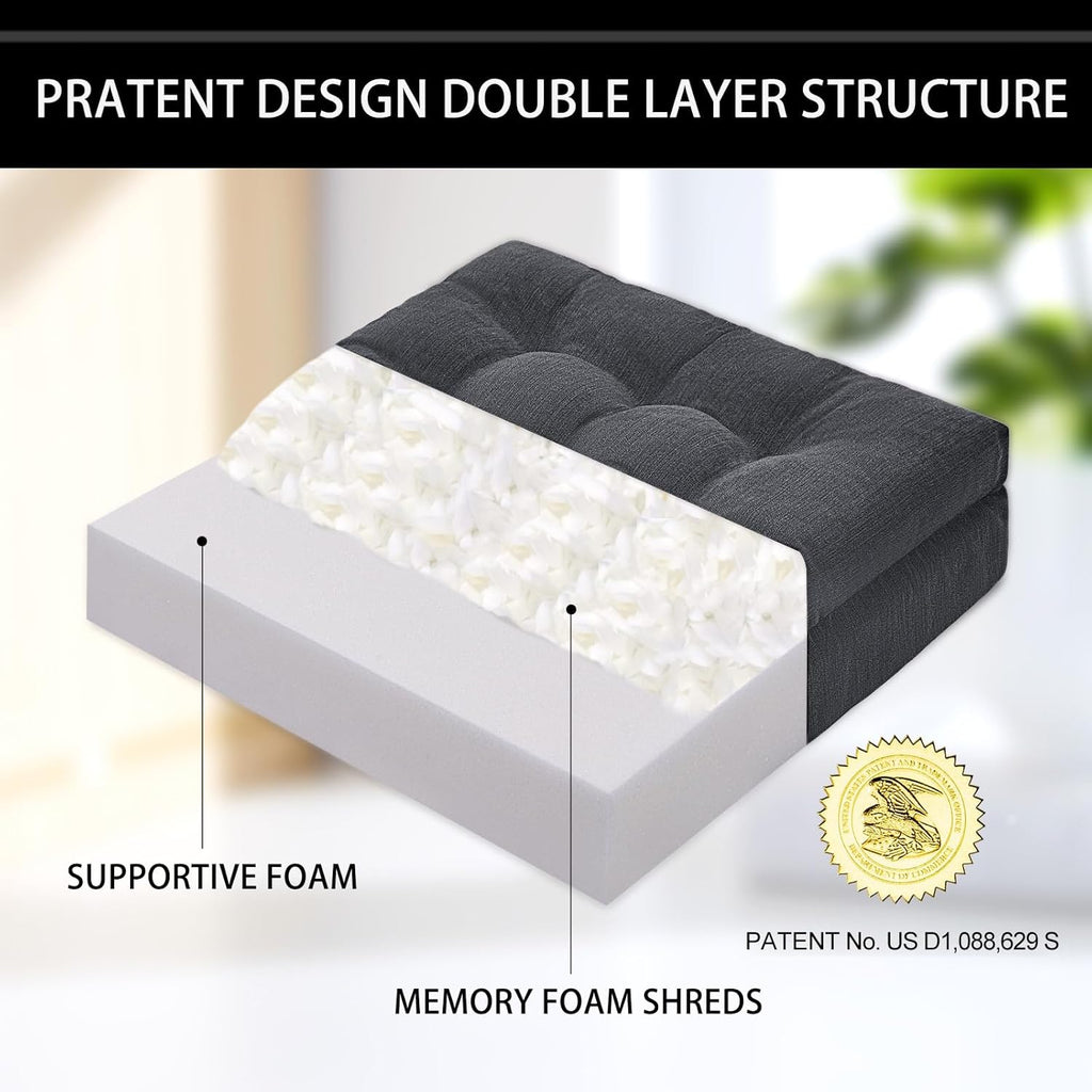 Recliner Cushions for Elderly with Lumbar Support, Patent Design 20x20x4 Inch Thick Chair Cushion Soft Tufted Dual Layer Booster Seat…