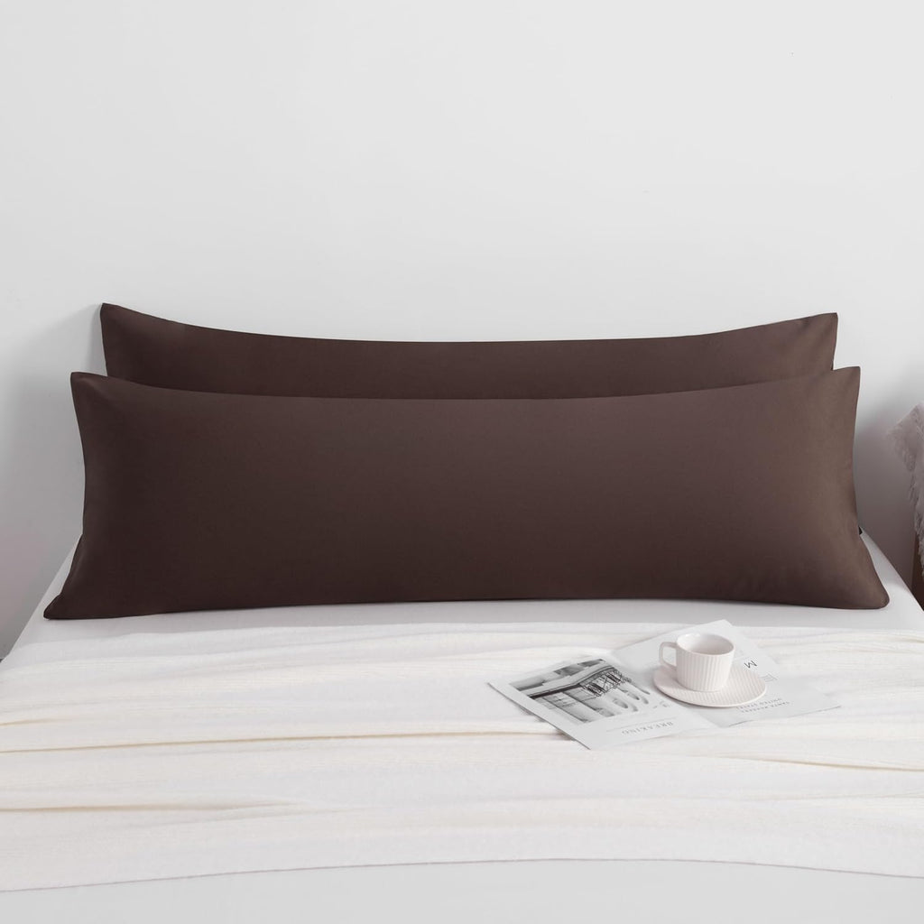 Ntbay Body Pillow Cases Set of 2, 2 Pack Brushed Microfiber 20x54 Inches, Soft, Wrinkle, Fade, Stain Resistant Dark Brown Pillow Cases with…