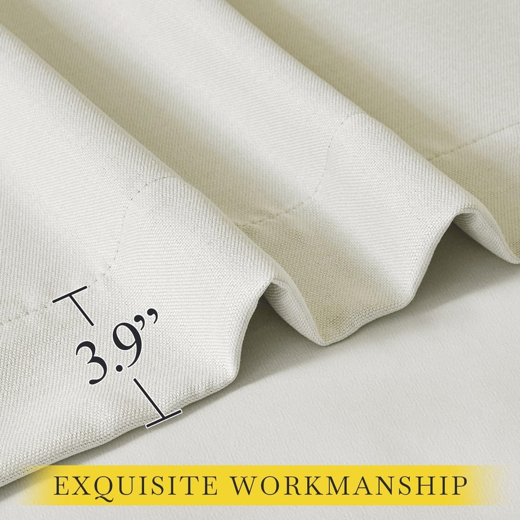 Nicetown Thick Faux Linen Bedroom Curtains 108 inches Long, Room Darkening Dual Rod Pockets & Hook Belt Thermal Curtains Noise Dampening Dr…