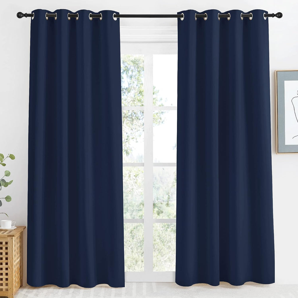 NICETOWN Blackout Curtain Panel, Navy Blue, 55 inches Wide by 86 inches Long, 1 PC, Light Blocking Room Darkening Drape/Drapery for…