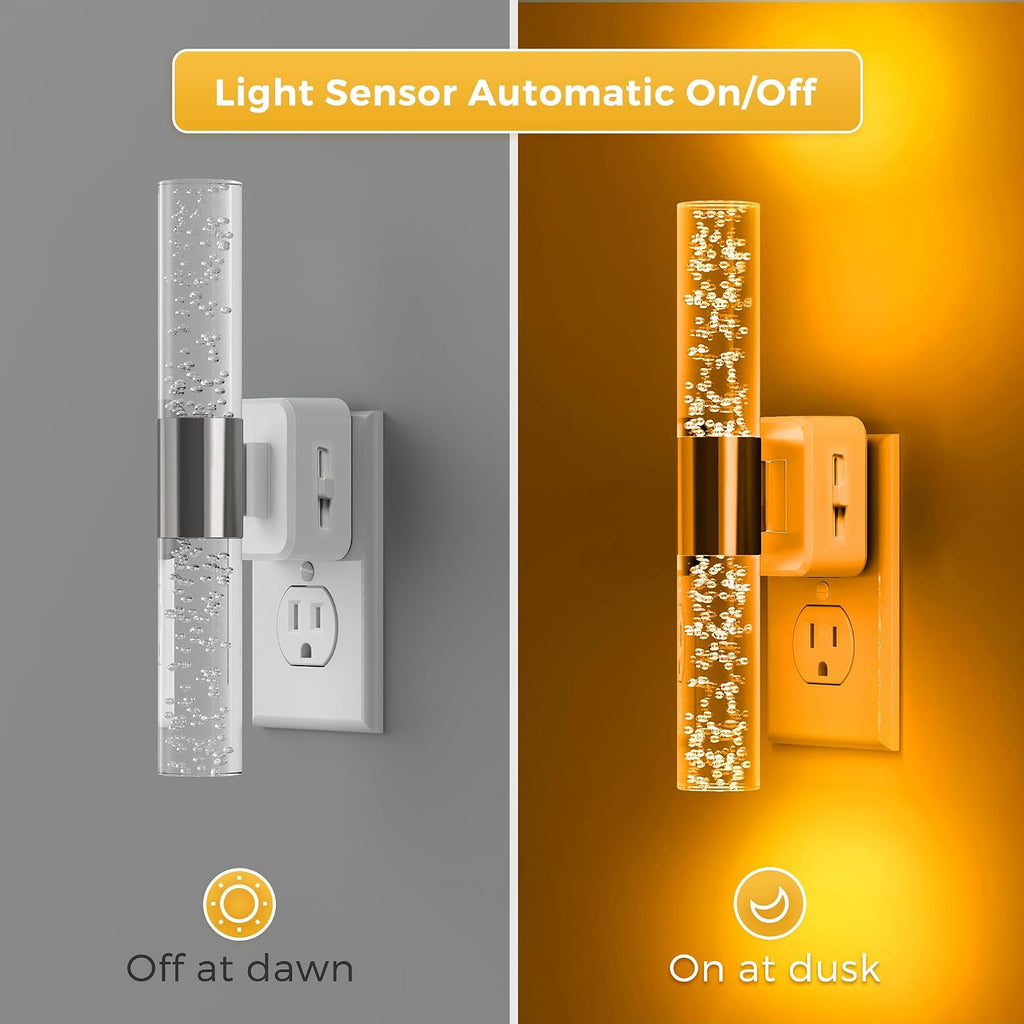 L LOHAS LED Amber Night Light, Bubble Acrylic Night Lights Plug into Wall, 180° Rotating Nightlights, Light Sensor, Yellow Nightlights…
