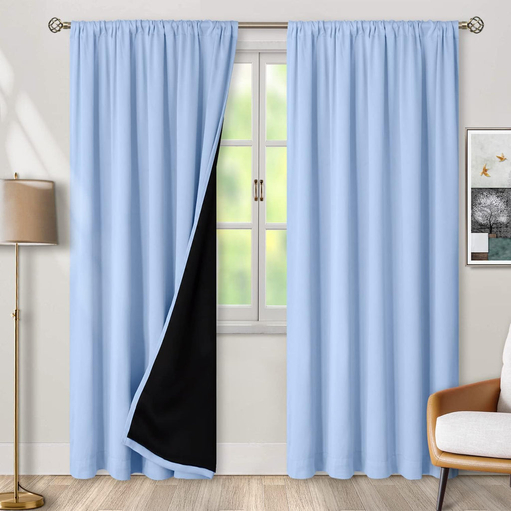 BGment 100% Blackout 80 Inch Curtains with Thermal Insulation Liner, Room Darkening Window Treatment Rod Pocket and Back Tab Double Layer…