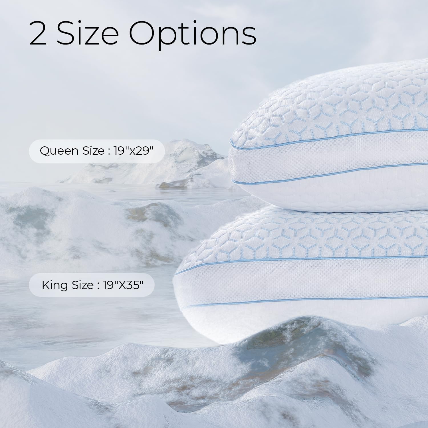 Sweetnight Cooling Pillows, Memory Foam Pillows King Size Set of 2, Almohadas para Dormir for Hot Sleepers