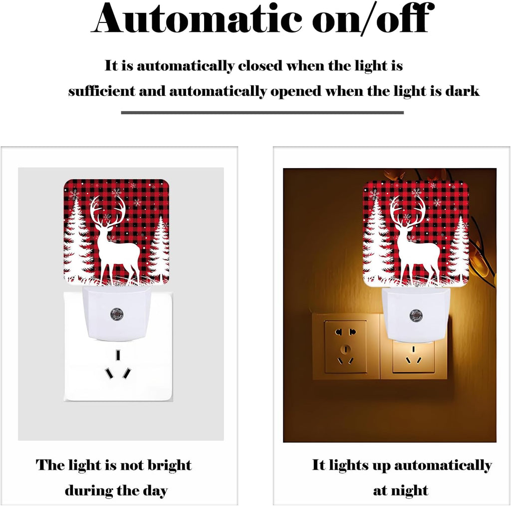 Silhouette Christmas Elk Night Light, Plug Into Wall Decor for Stairway, Hallway, Kitchen, Dusk to Dawn Sensor Nightlights for…