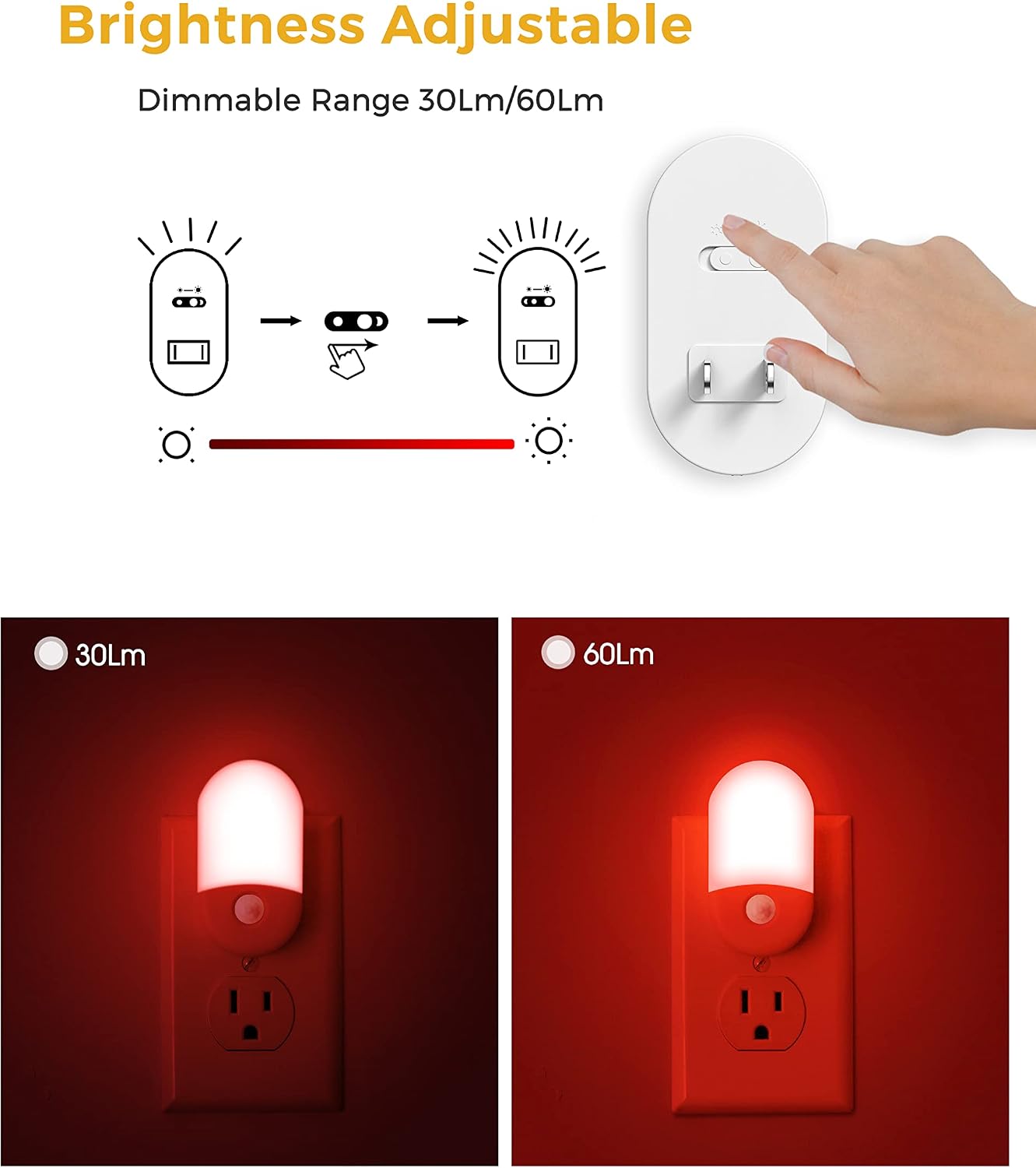 Llohasled L LOHAS LED Red Night Light Plug in, Motion Sensor Night Light for Kids, Red Nightlight, 30/60LM, Motion Activated Nigh…