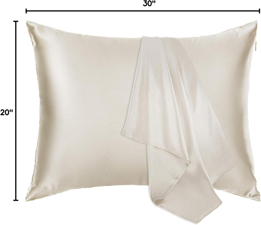 Jjimoo 100% Mulberry Silk Pillowcase for Hair and Skin, 22 Momme Natural Silk Pillow Case with Zipper, Both Sided Pure Silk Pillow Cover fo…