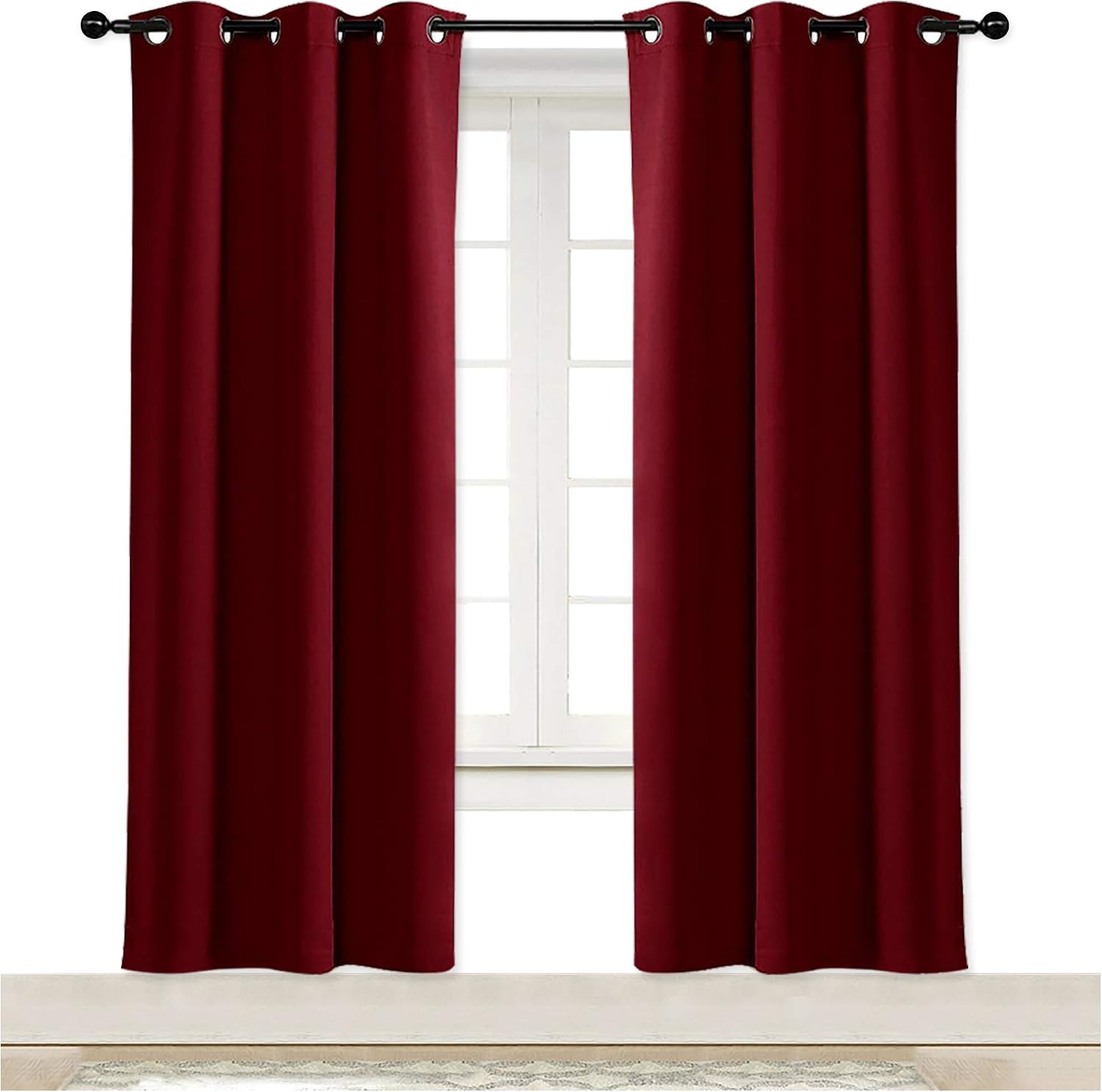 NICETOWN Christmas Red Blackout Window Christmas Curtain for Kitchen, Noise Reducing Solid Grommet Window Treatment Drapery/Drape for…