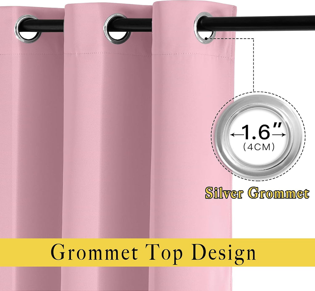 Nicetown Crystal Pink Blackout Curtains for Bedroom - Grommet Blackout Thermal Insulated Room Darkening Sound Blocking Window Treatments fo…