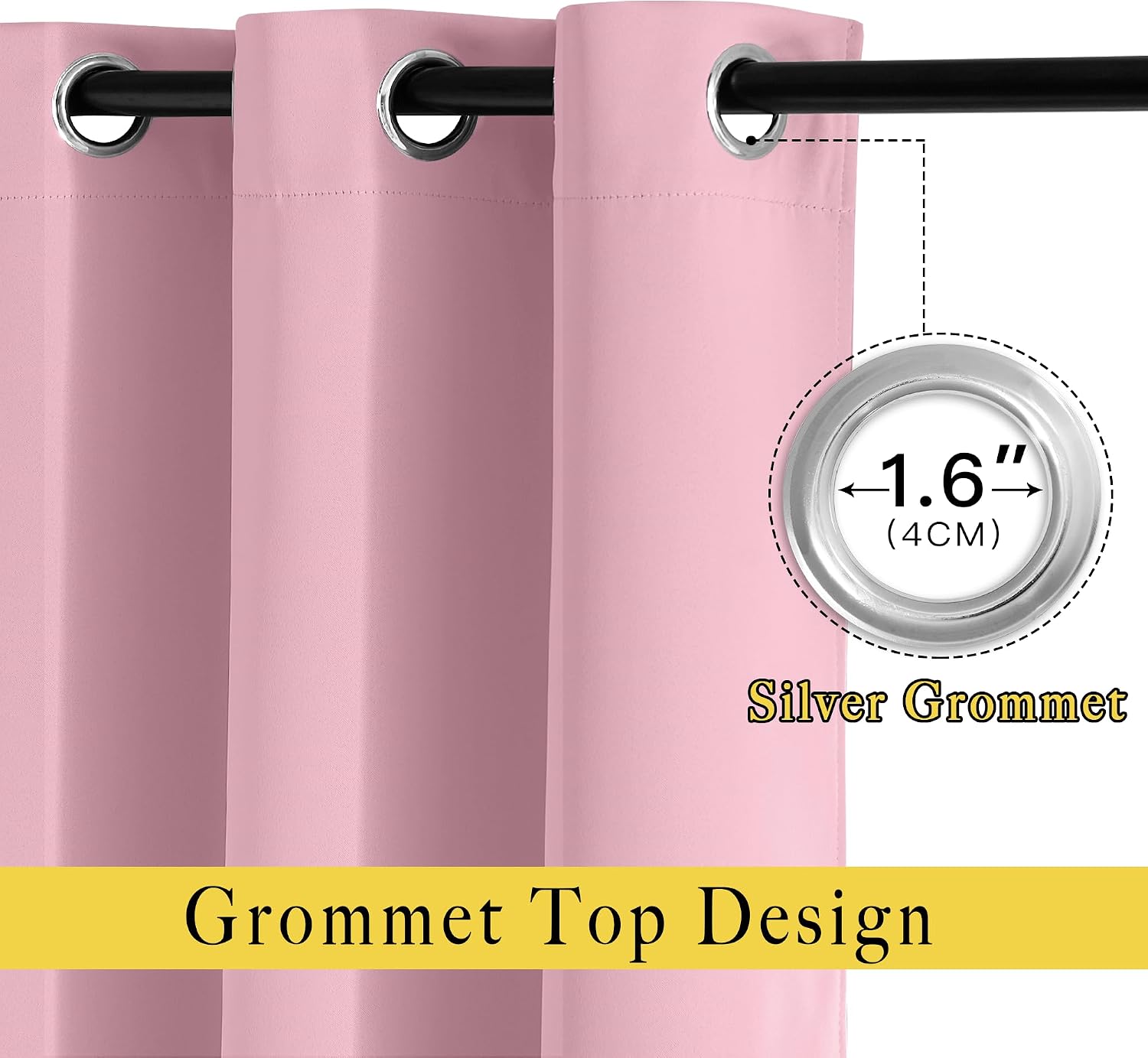Nicetown Crystal Pink Blackout Curtains for Bedroom - Grommet Blackout Thermal Insulated Room Darkening Sound Blocking Window Treatments fo…