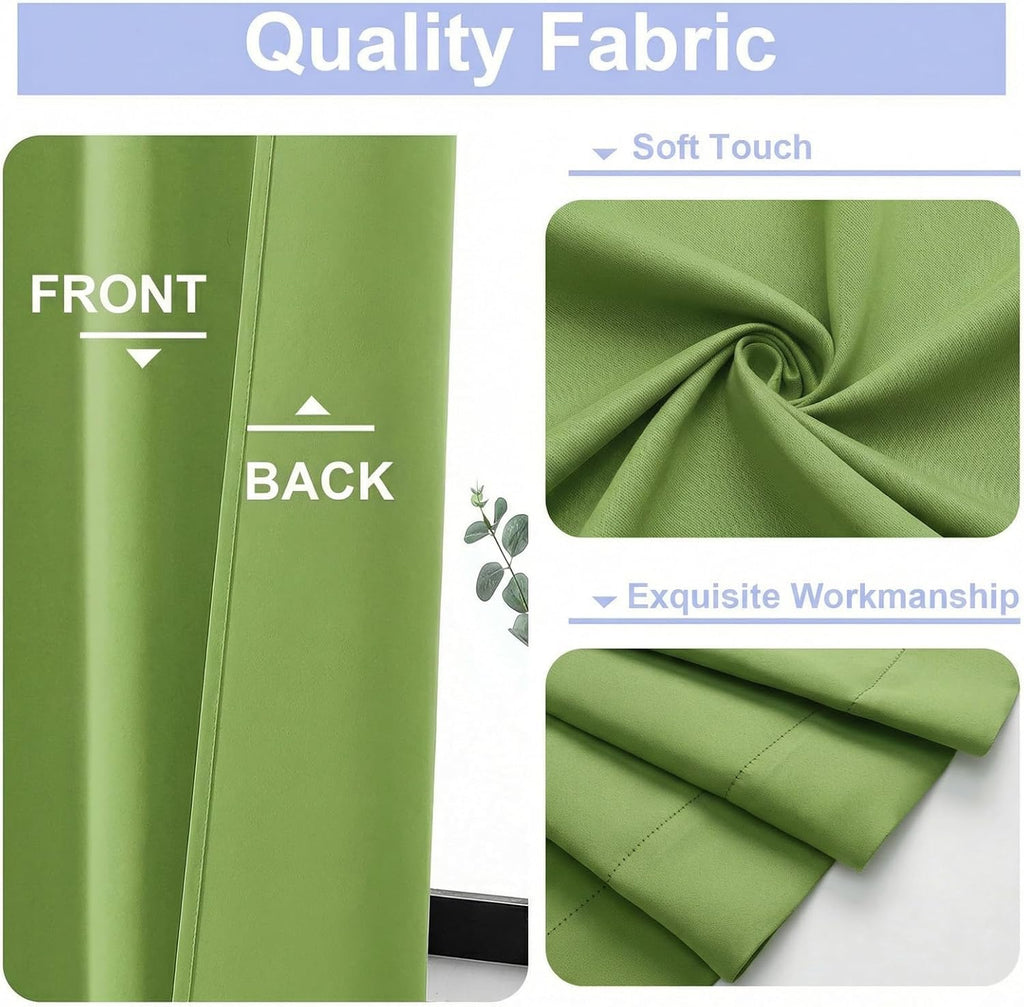 Simplebrand Ava Lime Short 36 Inches Blackout Curtain 2 Panels Set, Half Window Rod Pocket Privacy Curtain Tiers for Kitchen, Curtains Blac…