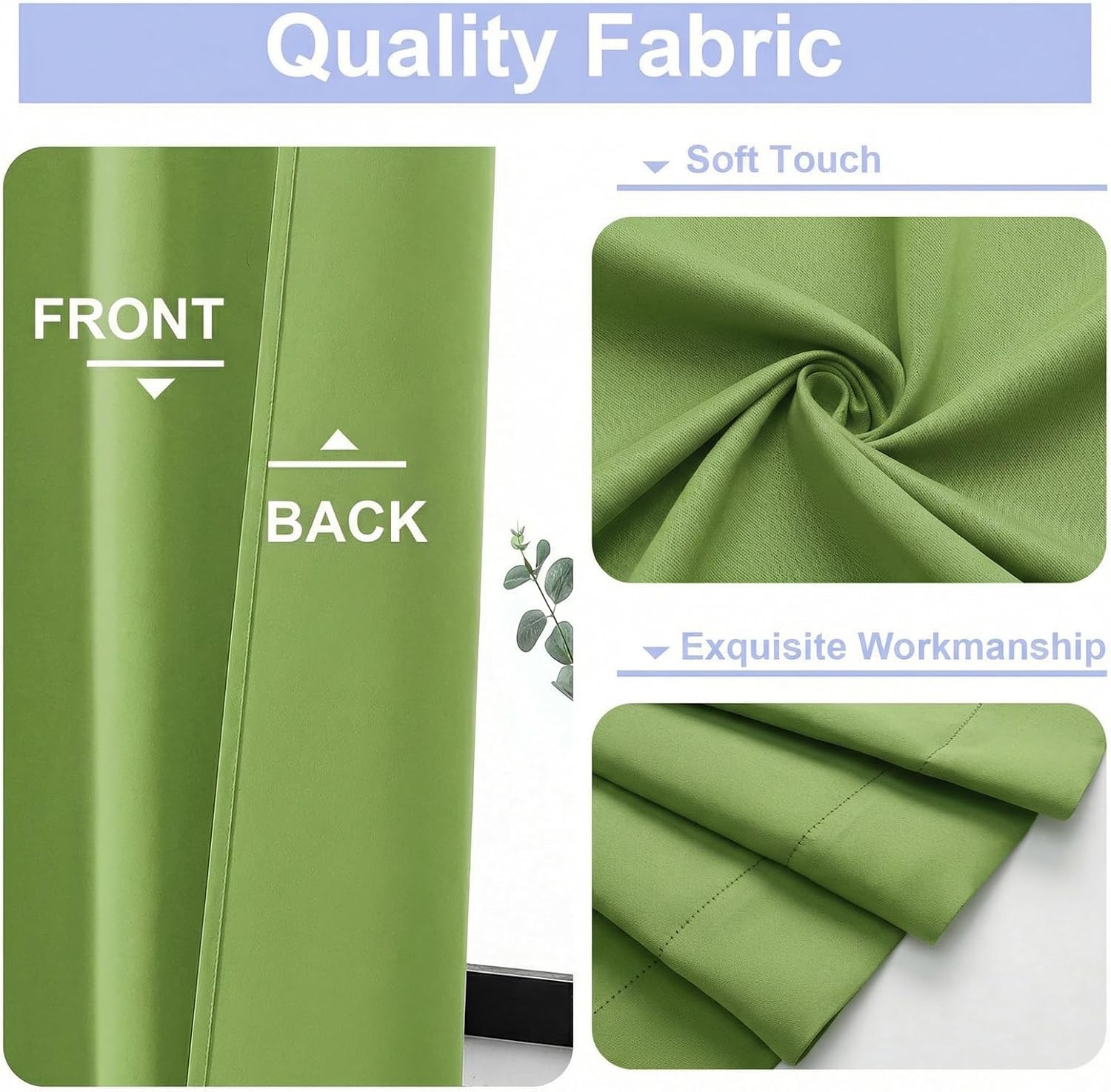 Simplebrand Ava Lime Blackout Curtains for Bedroom 72 Inch Length 2 Panels Set, Privacy Thermal Insulated Rod Pocket Door Window Curtains f…