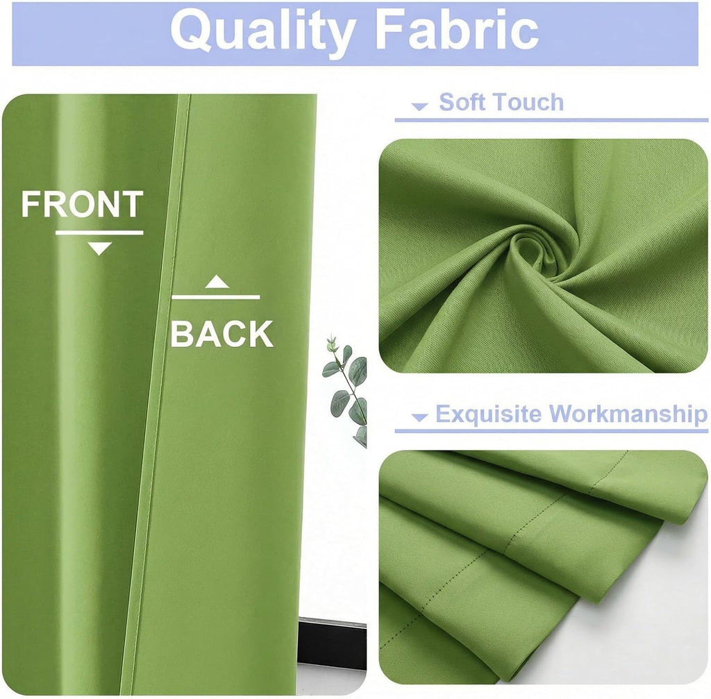 Simplebrand Ava Lime Blackout Curtains for Bedroom 96 Inches Long 2 Panels, Solid Thermal Insulated, Energy Saving Nursery Window Treatment…