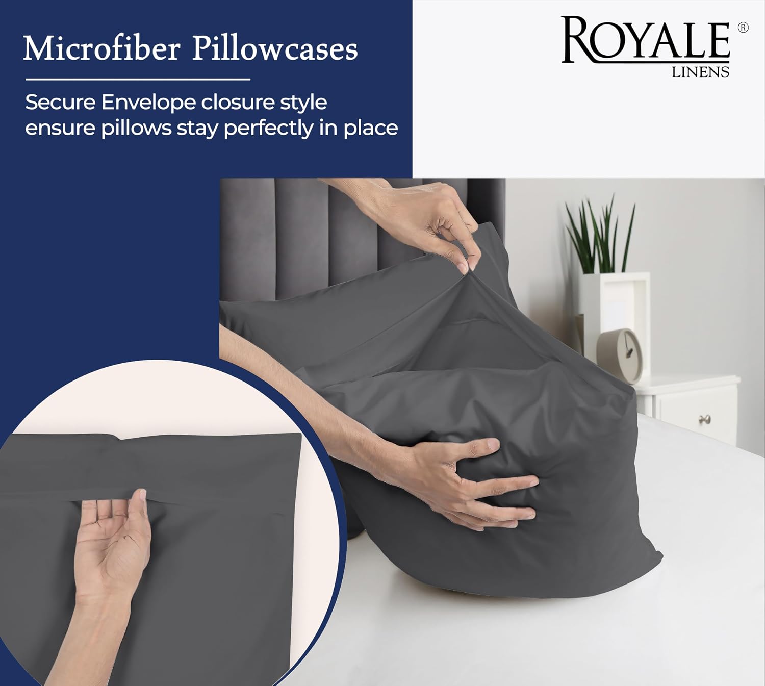 Royalelinens Royale Linens Grey Pillowcase Set of 12 - Queen 20"x30" Bed Pillow Cover - 1800 Brushed Microfiber - Wrinkle & Fade Resistant…