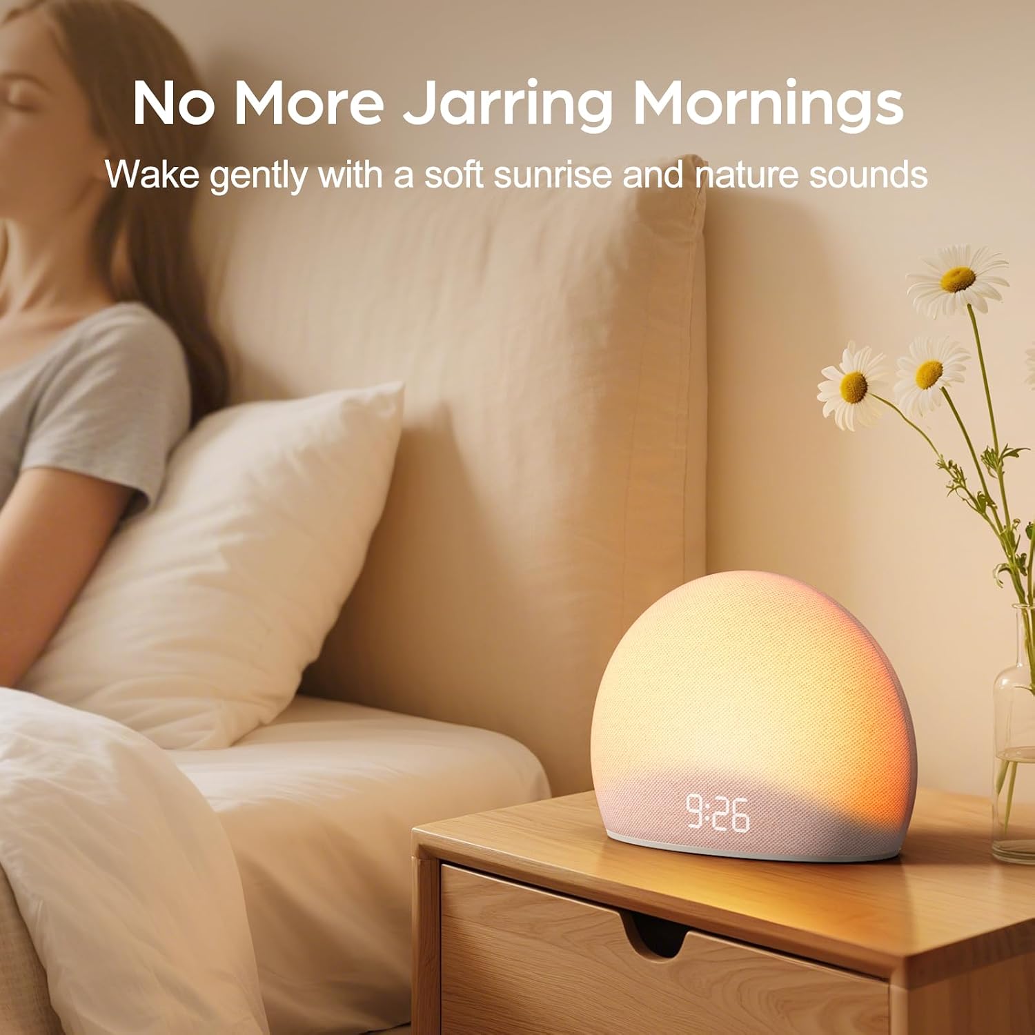 HOUSBAY Sunrise Alarm Clock, White Noise Sound Machine for Bedroom | Natural Wake-Up Light with Gentle Alarm Sounds, 20 Soothing Sleep…
