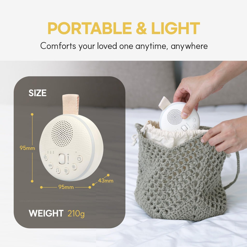 HuBDIC HubiCare White Noise Machine, Portable Sound Machine with 21 Soothing Sleep Sounds, Long-Lasting Battery, Gentle LED Mood Light, Tra…