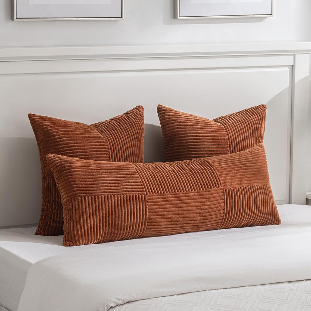 Fancy Homi 2 Packs Rust Big Decorative Throw Pillow Covers 24x24 Inch for Living Room Couch Bed, Rustic Farmhouse Boho Home Decor, Soft…