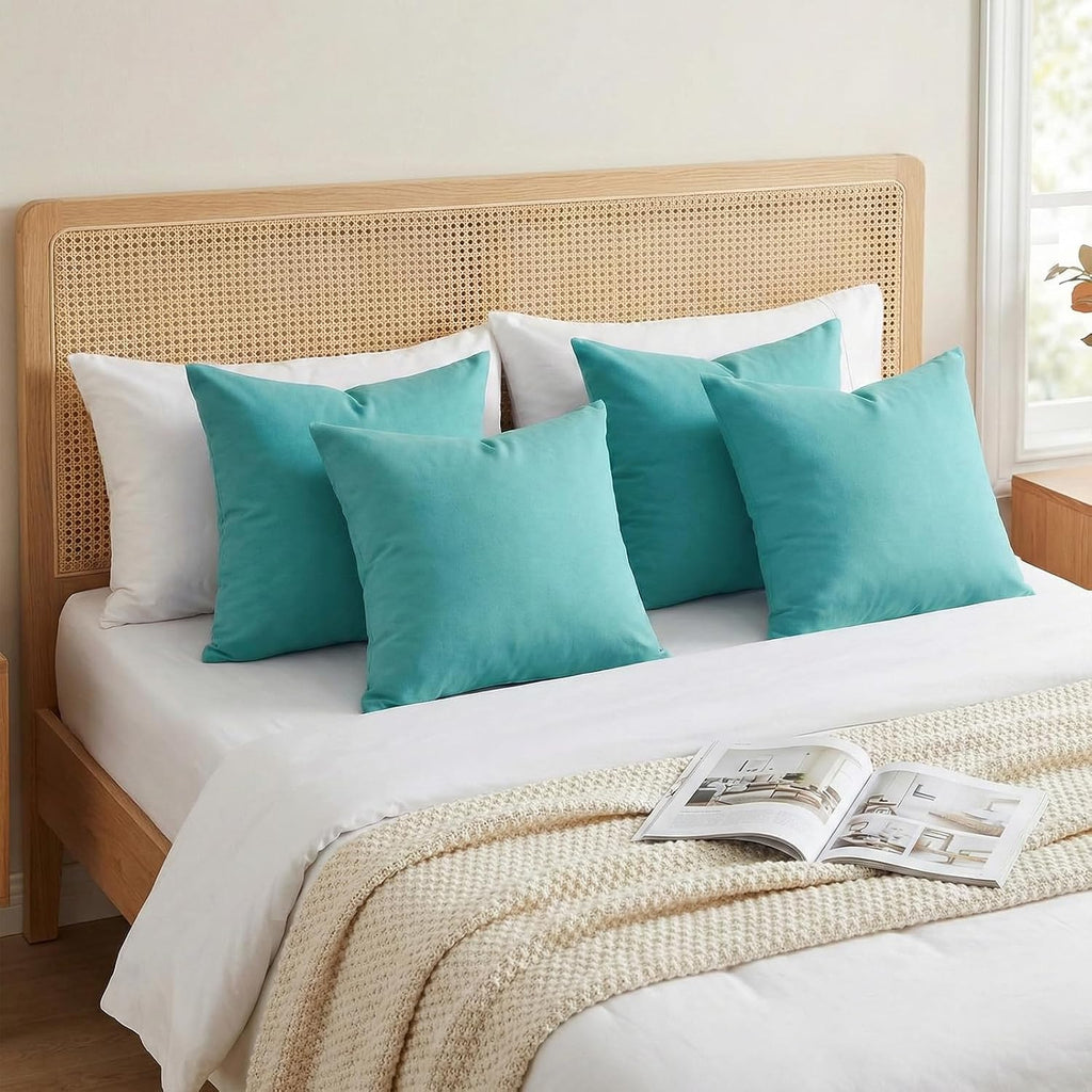 Thmyo 4-Pack 100% Cotton Comfortable Solid Decorative Throw Pillow Case Square Cushion Cover Pillowcase Sublimation Blank Pillow Covers DIY…