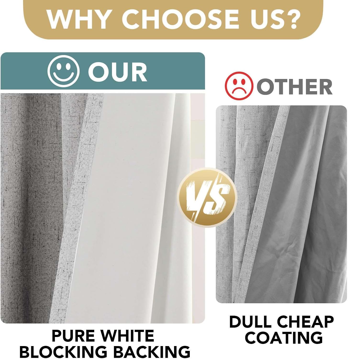 H.VERSAILTEX 100% Blackout Curtains for Bedroom Thermal Insulated Linen Textured Curtains Heat and Full Light Blocking Drapes Living Room…