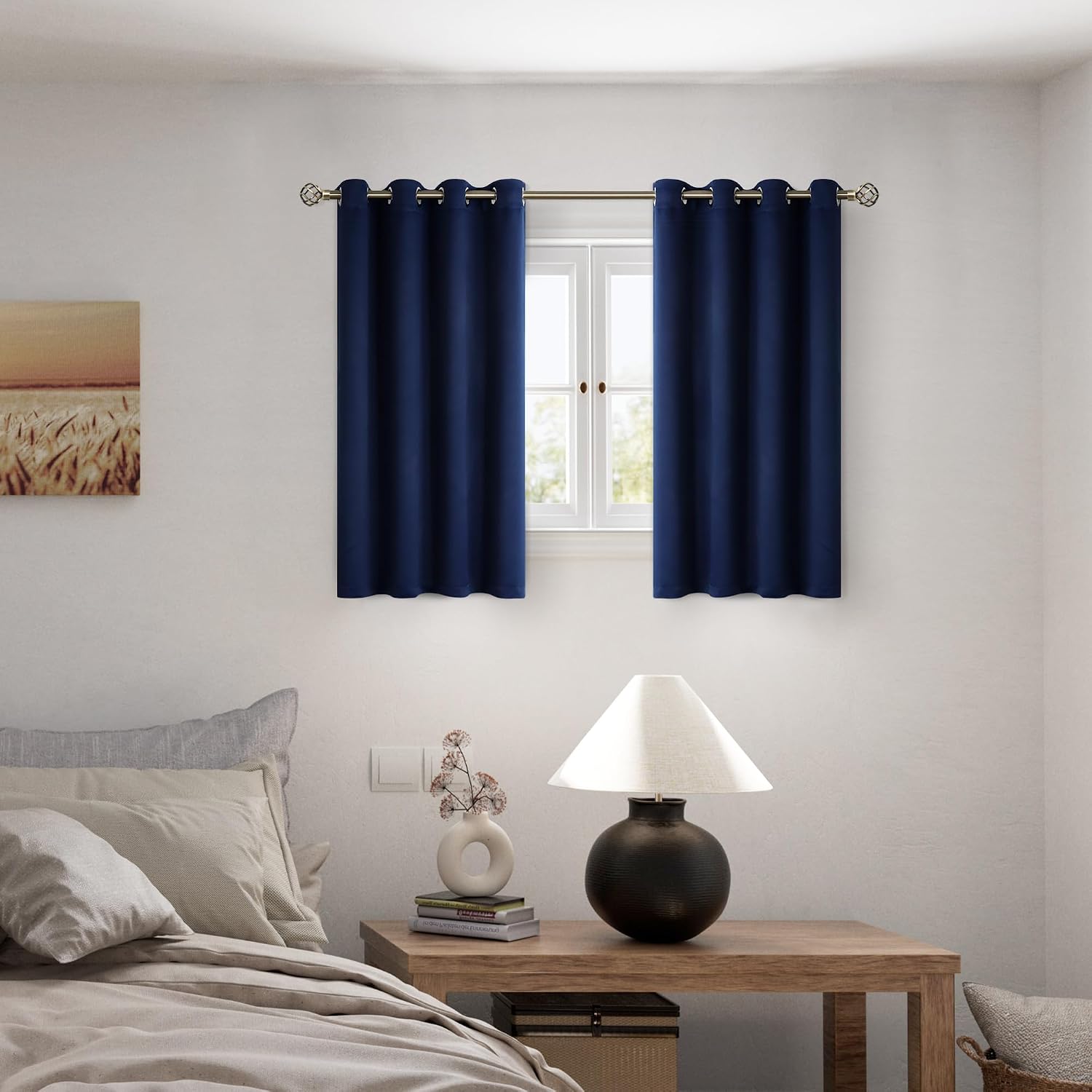 BGment Short 100% Blackout Curtains for Bedroom, Thermal Insulated Energy Efficiency Noise Reducing Grommet Curtains 54 Inch Length with Li…