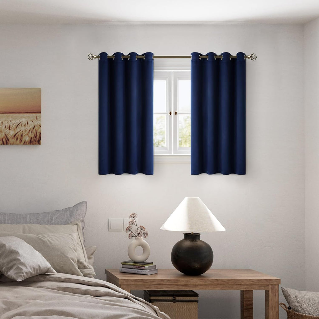 BGment Short 100% Blackout Curtains for Bedroom, Thermal Insulated Energy Efficiency Noise Reducing Grommet Curtains 45 Inch Length with Li…