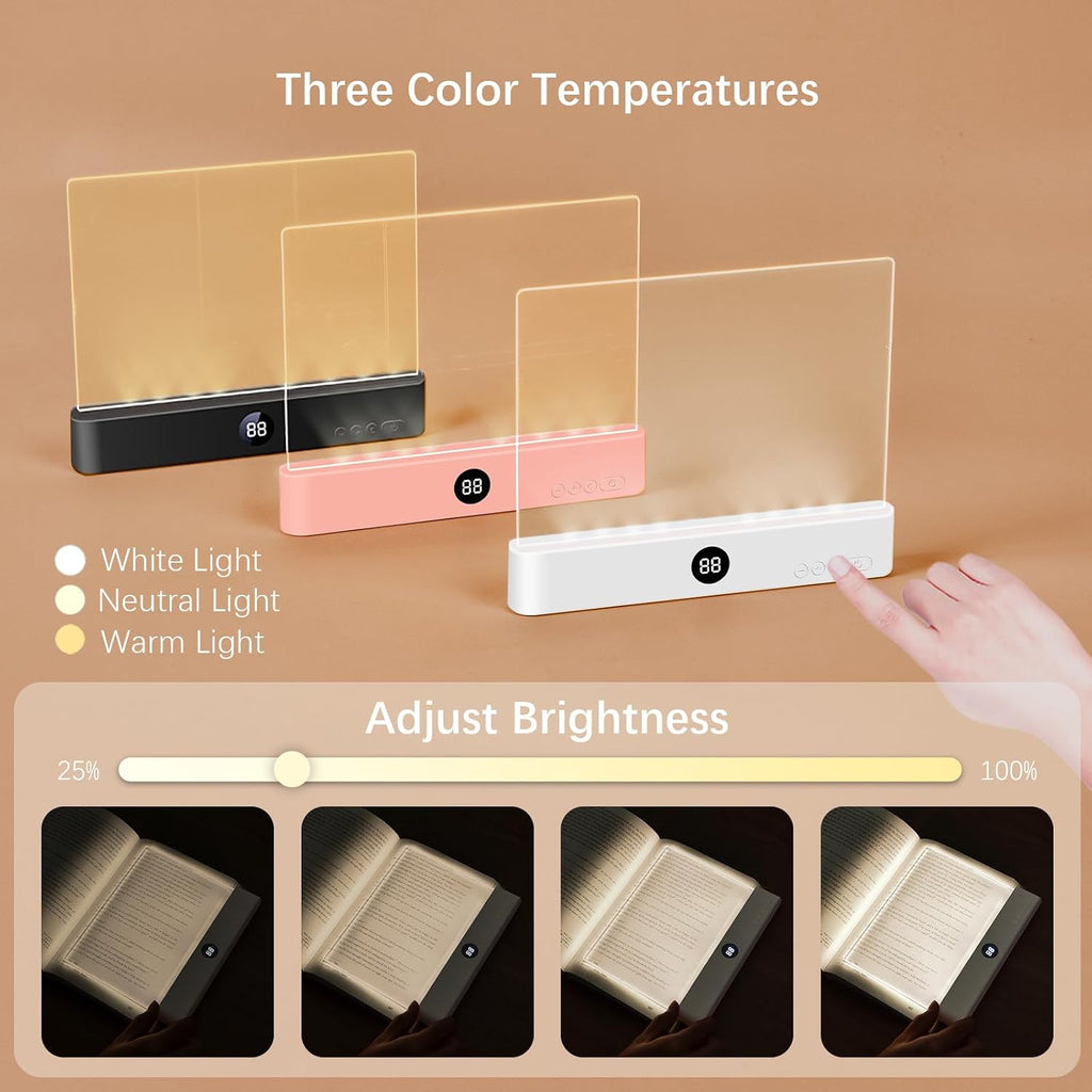 LED Book Light and Night Light 2 in 1, 3 Color Temperatures & Stepless Dimming, USB Rechargeable Reading Light with Timer for Night…